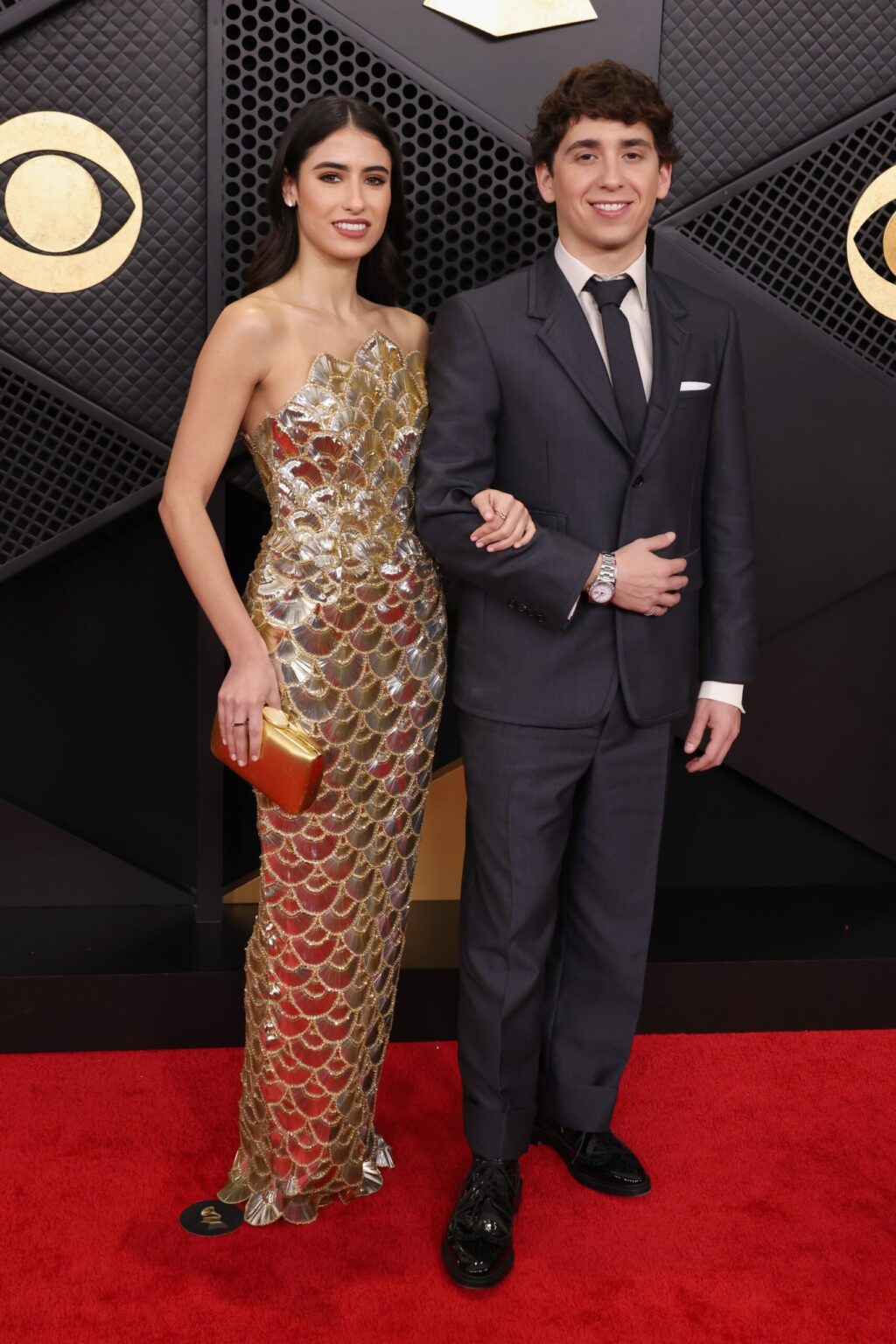 LOS ANGELES, CALIFORNIA - FEBRUARY 01: Elliana Walmsley and Marcello Hernández attend the 68th GRAMMY Awards on February 01, 2026 in Los Angeles, California. (Photo by John Shearer/Getty Images for The Recording Academy)