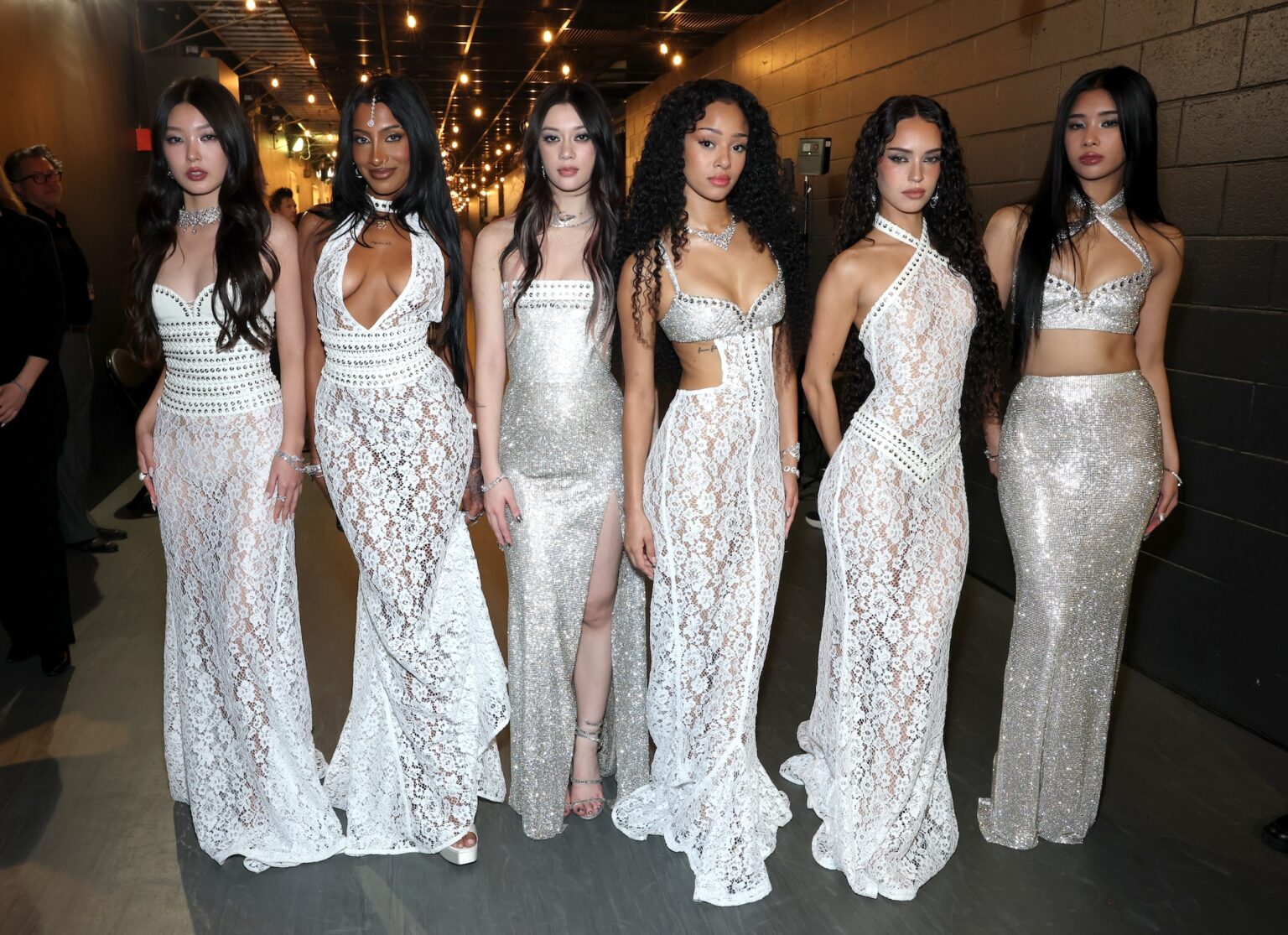 LOS ANGELES, CALIFORNIA - FEBRUARY 01: (L-R) Yoonchae, Lara Raj, Megan, Manon, Daniela and Sophia attend the 68th GRAMMY Awards at Crypto.com Arena on February 01, 2026 in Los Angeles, California. (Photo by Monica Schipper/Getty Images for The Recording Academy)