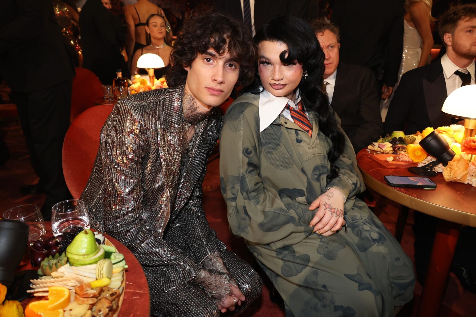 LOS ANGELES, CALIFORNIA - FEBRUARY 01: (L-R) Sombr and Lola Young attend the 68th GRAMMY Awards at Crypto.com Arena on February 01, 2026 in Los Angeles, California. (Photo by Johnny Nunez/Getty Images for The Recording Academy)