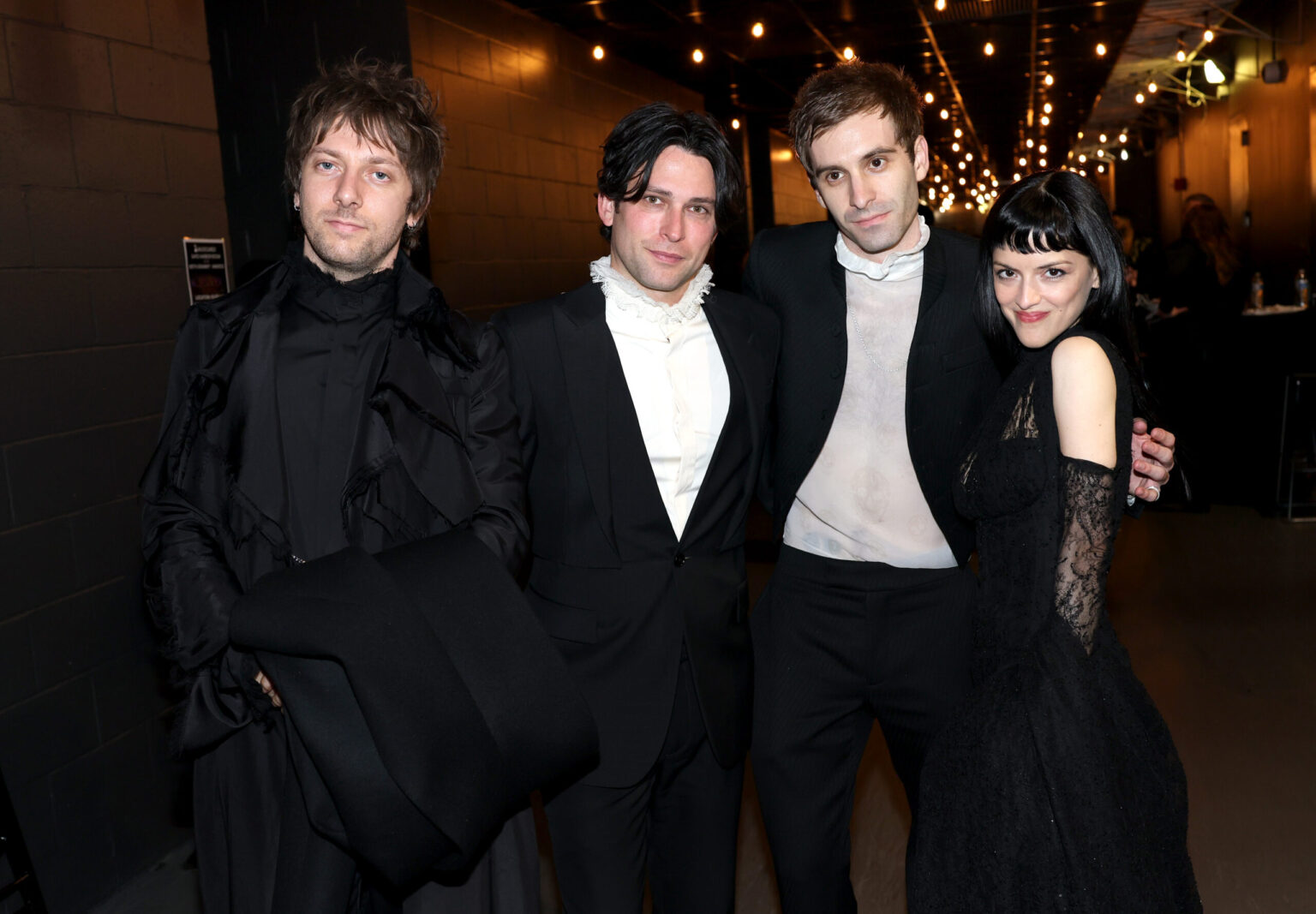 LOS ANGELES, CALIFORNIA - FEBRUARY 01: (L-R) Josh Conway, Edward James, Jesse Perlman and María Zardoya of The Marías attend the 68th GRAMMY Awards at Crypto.com Arena on February 01, 2026 in Los Angeles, California. (Photo by Matt Winkelmeyer/Getty Images for The Recording Academy)