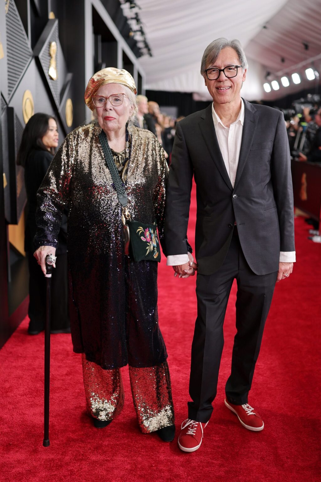 LOS ANGELES, CALIFORNIA - FEBRUARY 01: Joni Mitchell (L) attends the 68th GRAMMY Awards on February 01, 2026 in Los Angeles, California. (Photo by Neilson Barnard/Getty Images for The Recording Academy)