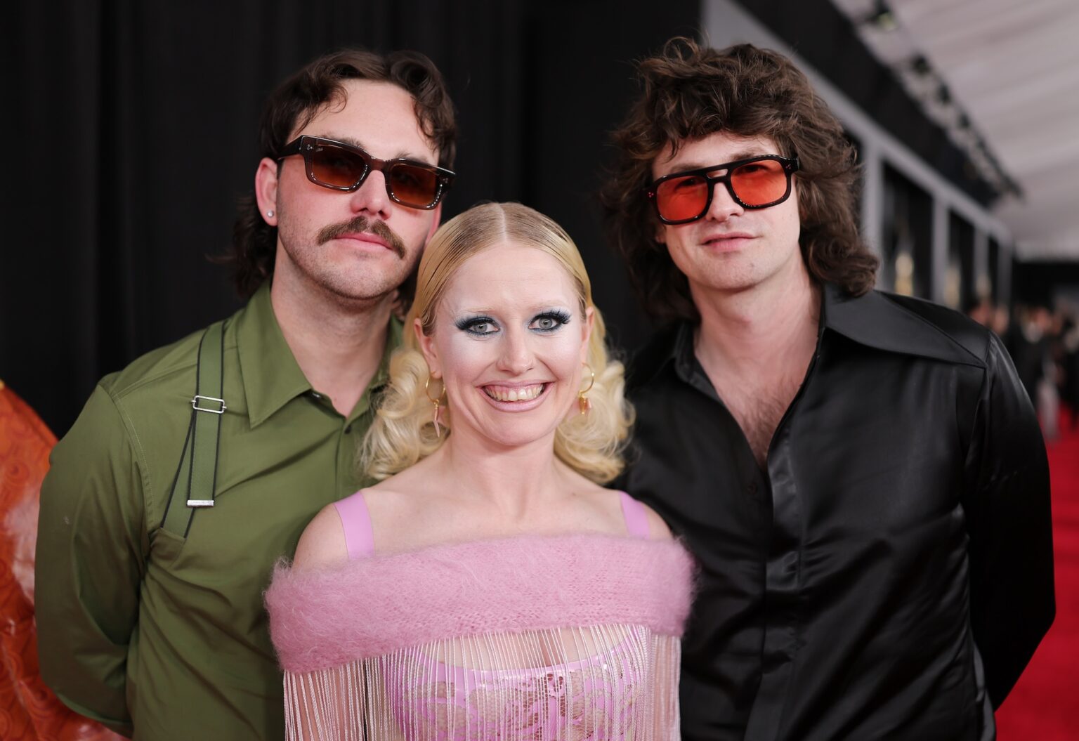LOS ANGELES, CALIFORNIA - FEBRUARY 01: (L-R) Bryce Wilson, Amy Taylor and Declan Mehrtens attend the 68th GRAMMY Awards on February 01, 2026 in Los Angeles, California. (Photo by Neilson Barnard/Getty Images for The Recording Academy)