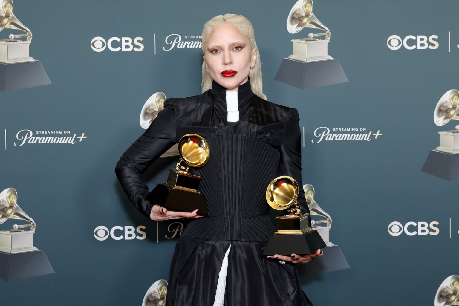 LOS ANGELES, CALIFORNIA - FEBRUARY 01: Lady Gaga, winner of the Best Pop Vocal Album for ìMAYHEMî and Best Dance Pop Recording for "Abracadabra", poses in the press room during the 68th GRAMMY Awards at Crypto.com Arena on February 01, 2026 in Los Angeles, California. (Photo by Leon Bennett/Getty Images for The Recording Academy)