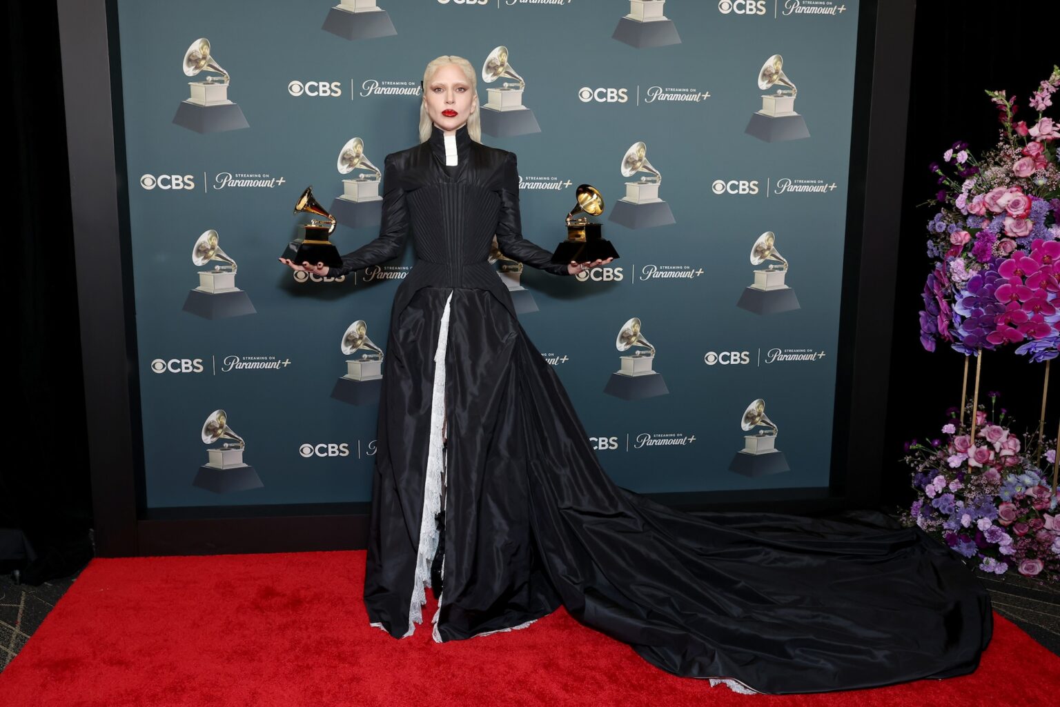 LOS ANGELES, CALIFORNIA - FEBRUARY 01: Lady Gaga, winner of the Best Pop Vocal Album for ìMAYHEMî and Best Dance Pop Recording for "Abracadabra", poses in the press room during the 68th GRAMMY Awards at Crypto.com Arena on February 01, 2026 in Los Angeles, California. (Photo by Leon Bennett/Getty Images for The Recording Academy)