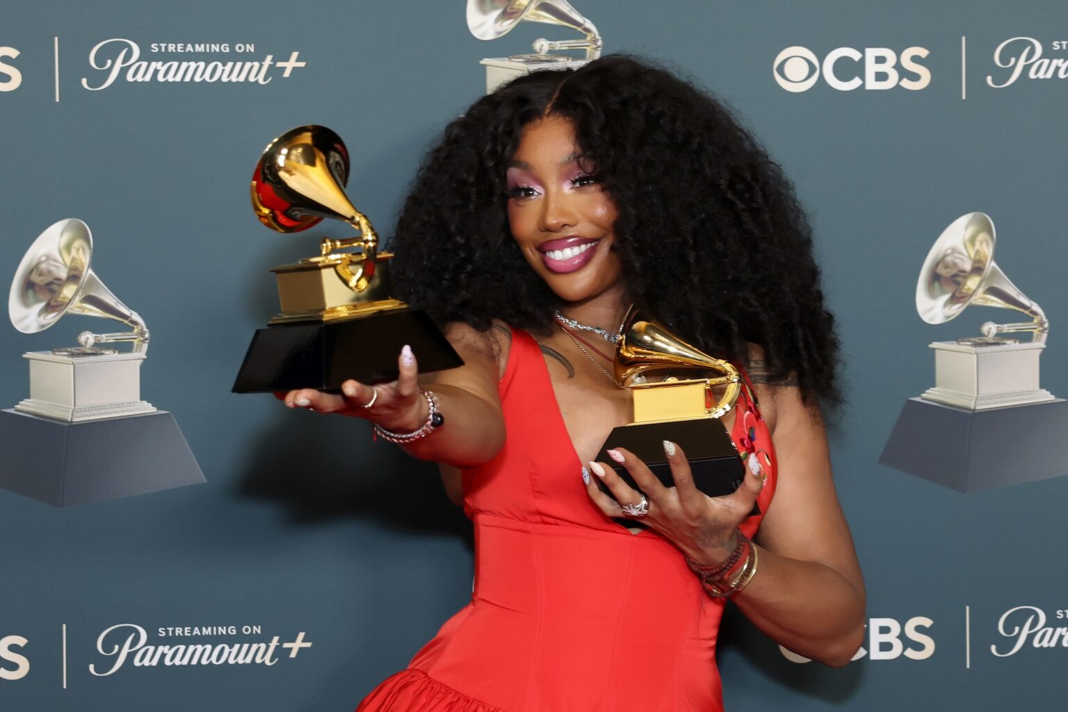 LOS ANGELES, CALIFORNIA - FEBRUARY 01: SZA, winner of the Record of the Year and Best Melodic Rap Performance for "Luther", poses in the press room during the 68th GRAMMY Awards at Crypto.com Arena on February 01, 2026 in Los Angeles, California. (Photo by Leon Bennett/Getty Images for The Recording Academy)