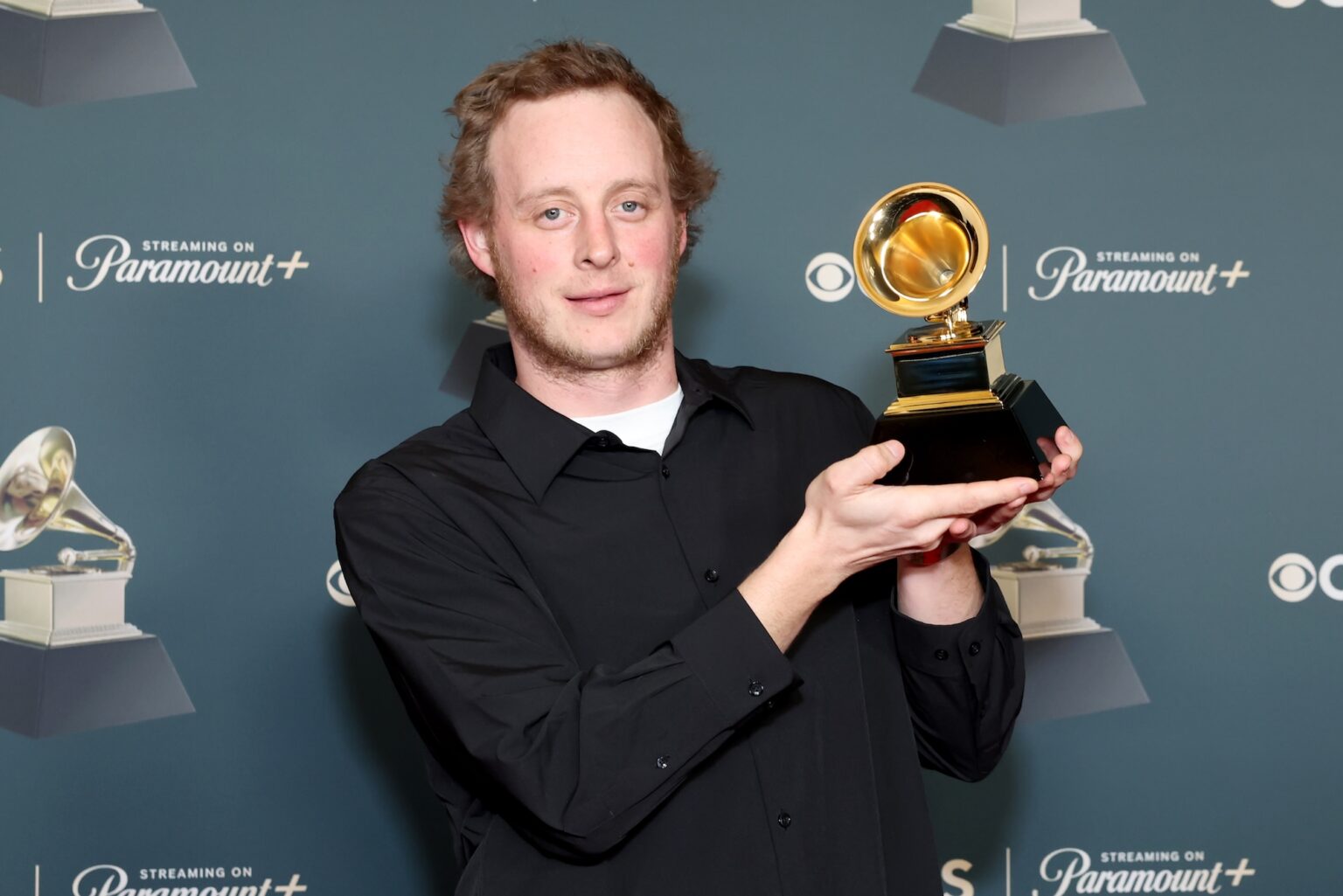 LOS ANGELES, CALIFORNIA - FEBRUARY 01: James Mackel, winner of the Best Music Video award for "Anxiety", poses in the press room during the 68th GRAMMY Awards at Crypto.com Arena on February 01, 2026 in Los Angeles, California. (Photo by Leon Bennett/Getty Images for The Recording Academy)