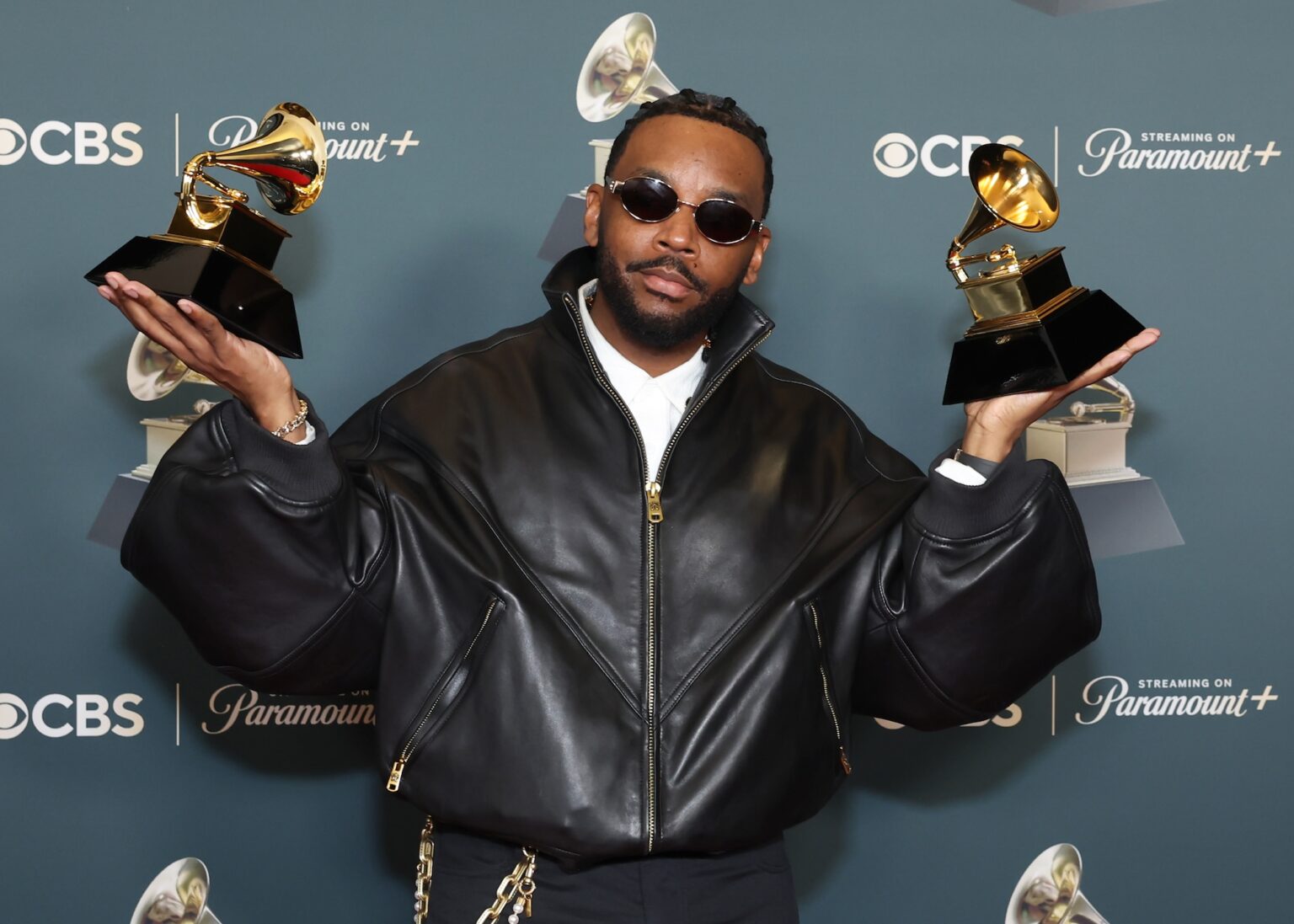 LOS ANGELES, CALIFORNIA - FEBRUARY 01: Sounwave, winner of the Record of the Year for "Luther" and Best Rap Song for "TV Off", poses in the press room during the 68th GRAMMY Awards at Crypto.com Arena on February 01, 2026 in Los Angeles, California. (Photo by Leon Bennett/Getty Images for The Recording Academy)