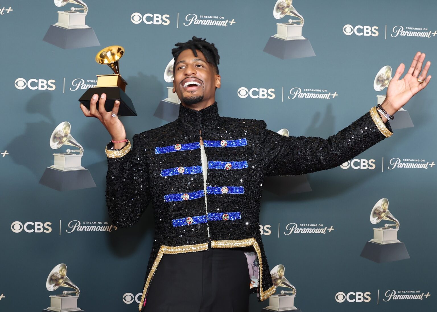 LOS ANGELES, CALIFORNIA - FEBRUARY 01: Jon Batiste, winner of the Best Americana Album award for "BIG MONEY", poses in the press room during the 68th GRAMMY Awards at Crypto.com Arena on February 01, 2026 in Los Angeles, California. (Photo by Leon Bennett/Getty Images for The Recording Academy)