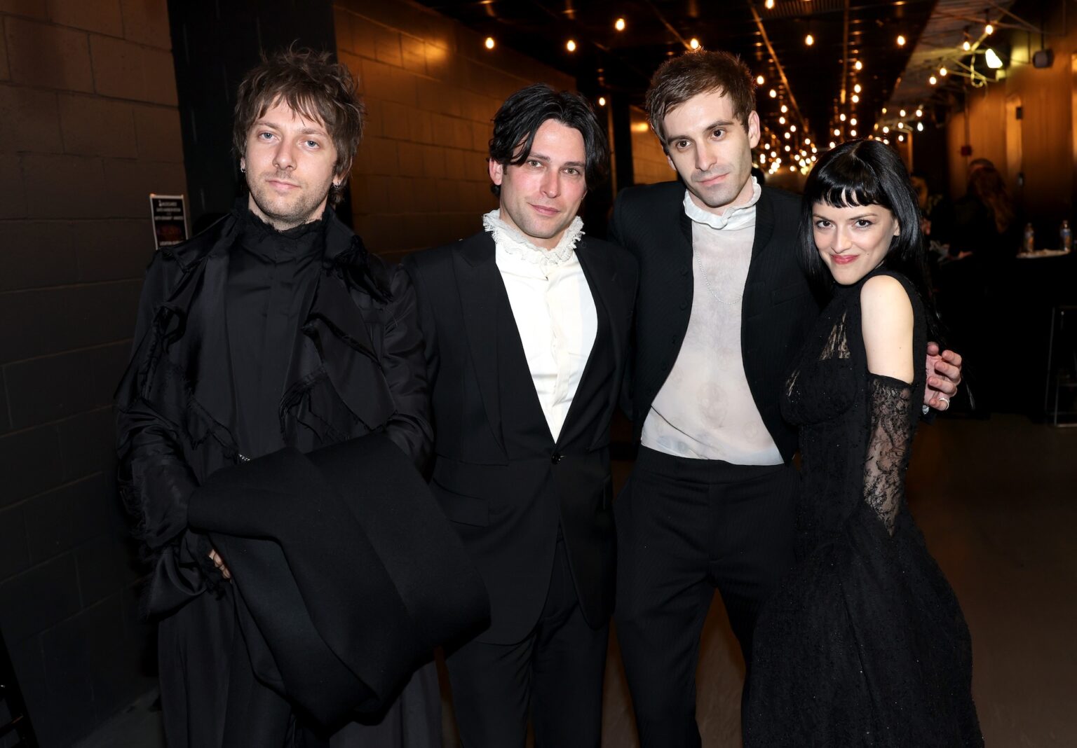 LOS ANGELES, CALIFORNIA - FEBRUARY 01: (L-R) Josh Conway, Edward James, Jesse Perlman and María Zardoya of The Marías attend the 68th GRAMMY Awards at Crypto.com Arena on February 01, 2026 in Los Angeles, California. (Photo by Matt Winkelmeyer/Getty Images for The Recording Academy)