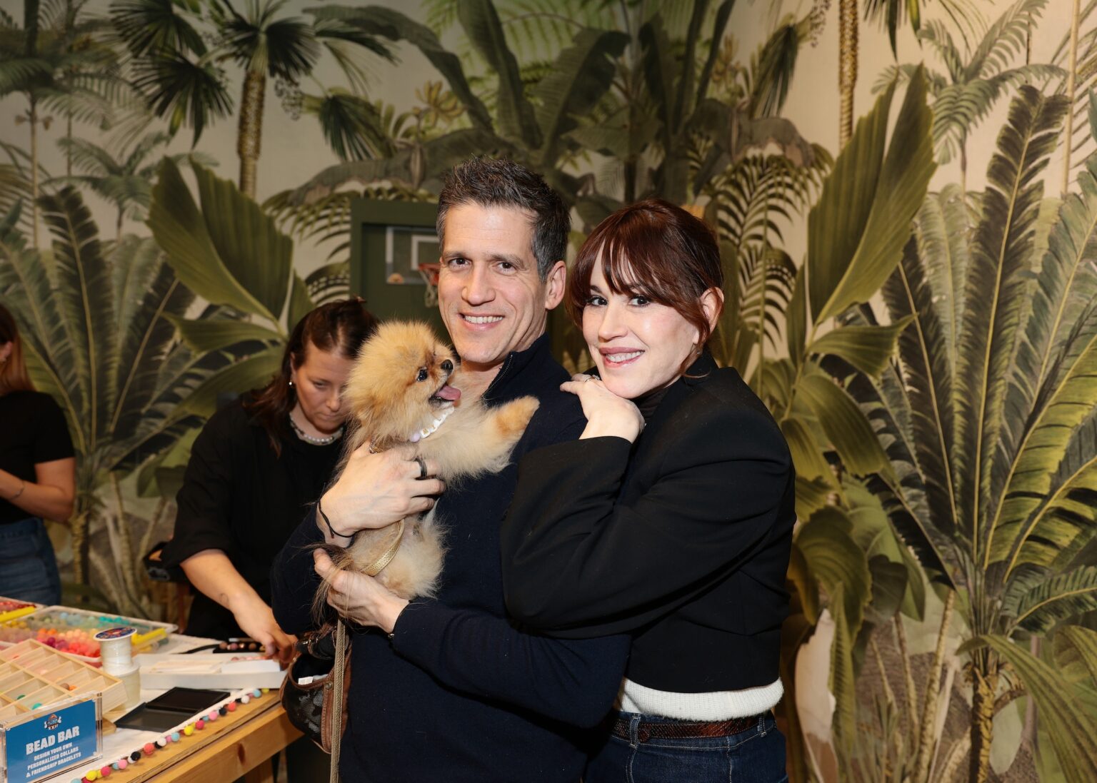 NEW YORK, NEW YORK - FEBRUARY 03: Molly Ringwald (R) and Panio Gianopoulos attend Puppy Bowl XXII Press Event on February 03, 2026 in New York City. (Photo by Dimitrios Kambouris/Getty Images for Warner Bros. Discovery)