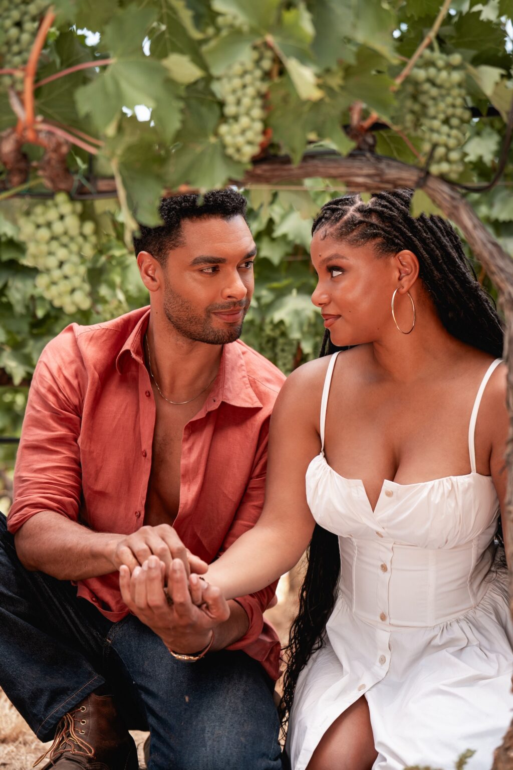 (from left) Michael (Regé-Jean Page) and Anna (Halle Bailey) in You, Me & Tuscany, directed by Kat Coiro.