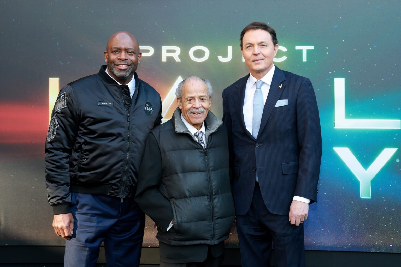 NEW YORK, NEW YORK - MARCH 18: (L-R) Leland D. Melvin, Ed Dwight and Dylan Taylor attend the "Project Hail Mary" New York Premiere at Josie Robertson Plaza at Lincoln Center on March 18, 2026 in New York City. (Photo by Jason Mendez/Getty Images for Amazon MGM Studios)