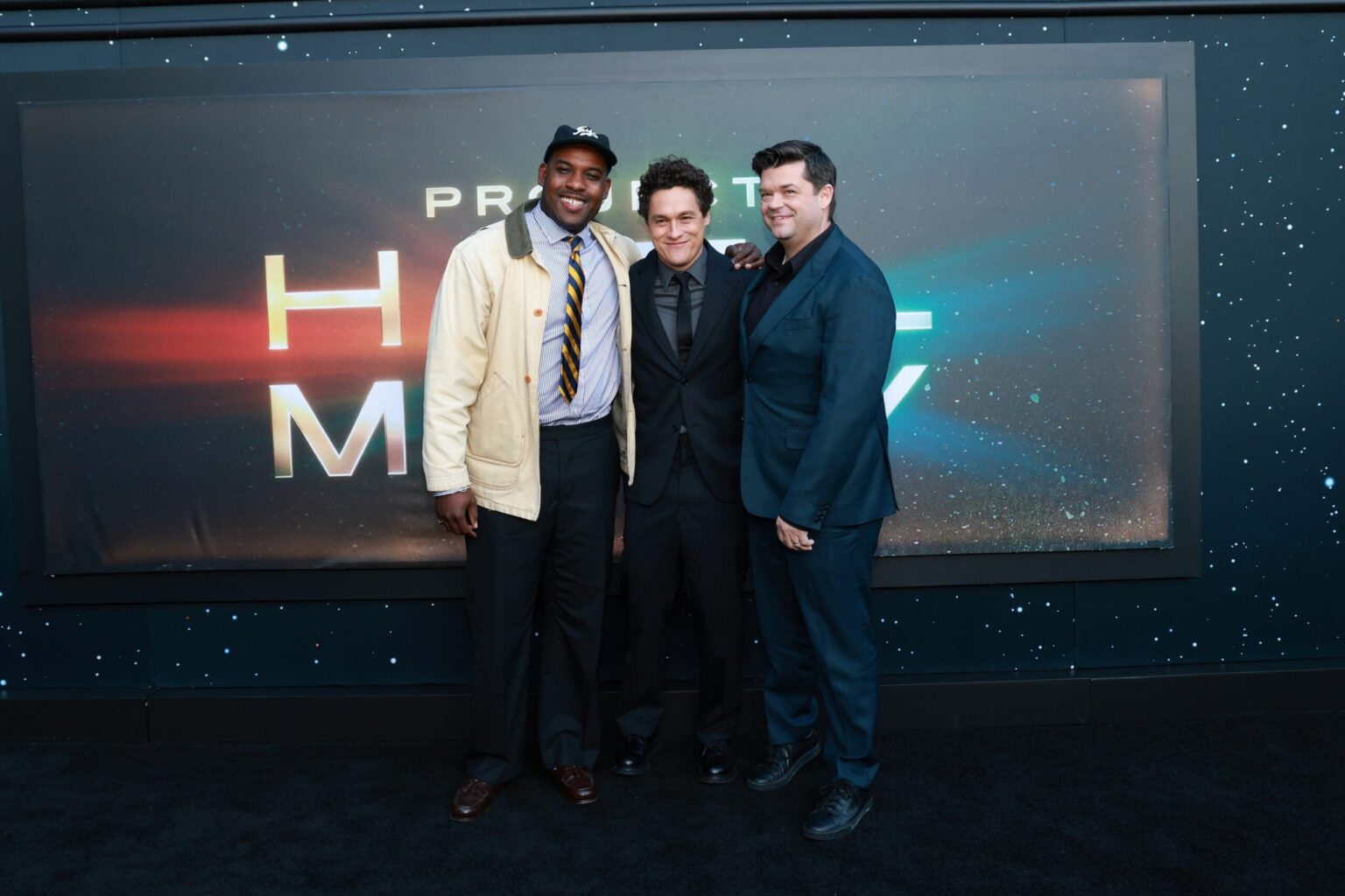 NEW YORK, NEW YORK - MARCH 18: (L-R) Lionel Boyce, Phil Lord and Chris Miller attend the "Project Hail Mary" New York Premiere at Josie Robertson Plaza at Lincoln Center on March 18, 2026 in New York City. (Photo by Jason Mendez/Getty Images for Amazon MGM Studios)