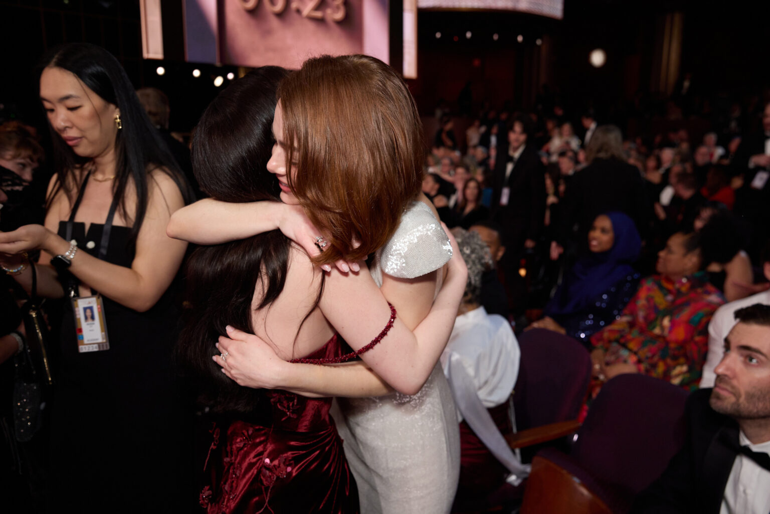 Mikey Madison and Emma Stone during the live 98th Oscars® at the Dolby Theatre at Ovation Hollywood in Los Angeles, CA, on Sunday, March 15, 2026.