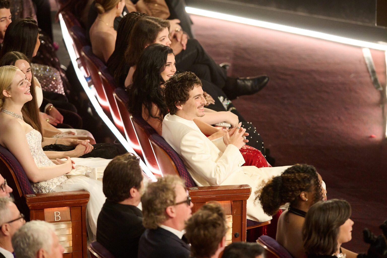 Elle Fanning, Timothée Chalamet, and Kylie Jenner attends the 98th Oscars® at the Dolby Theatre at Ovation Hollywood in Los Angeles, CA, on Sunday, March 15, 2026.