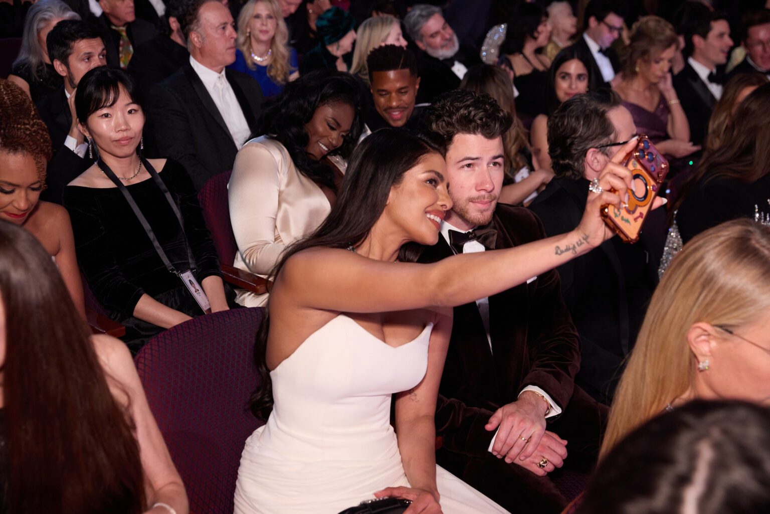 Priyanka Chopra and Nick Jonas during the live 98th Oscars® at the Dolby Theatre at Ovation Hollywood in Los Angeles, CA, on Sunday, March 15, 2026.