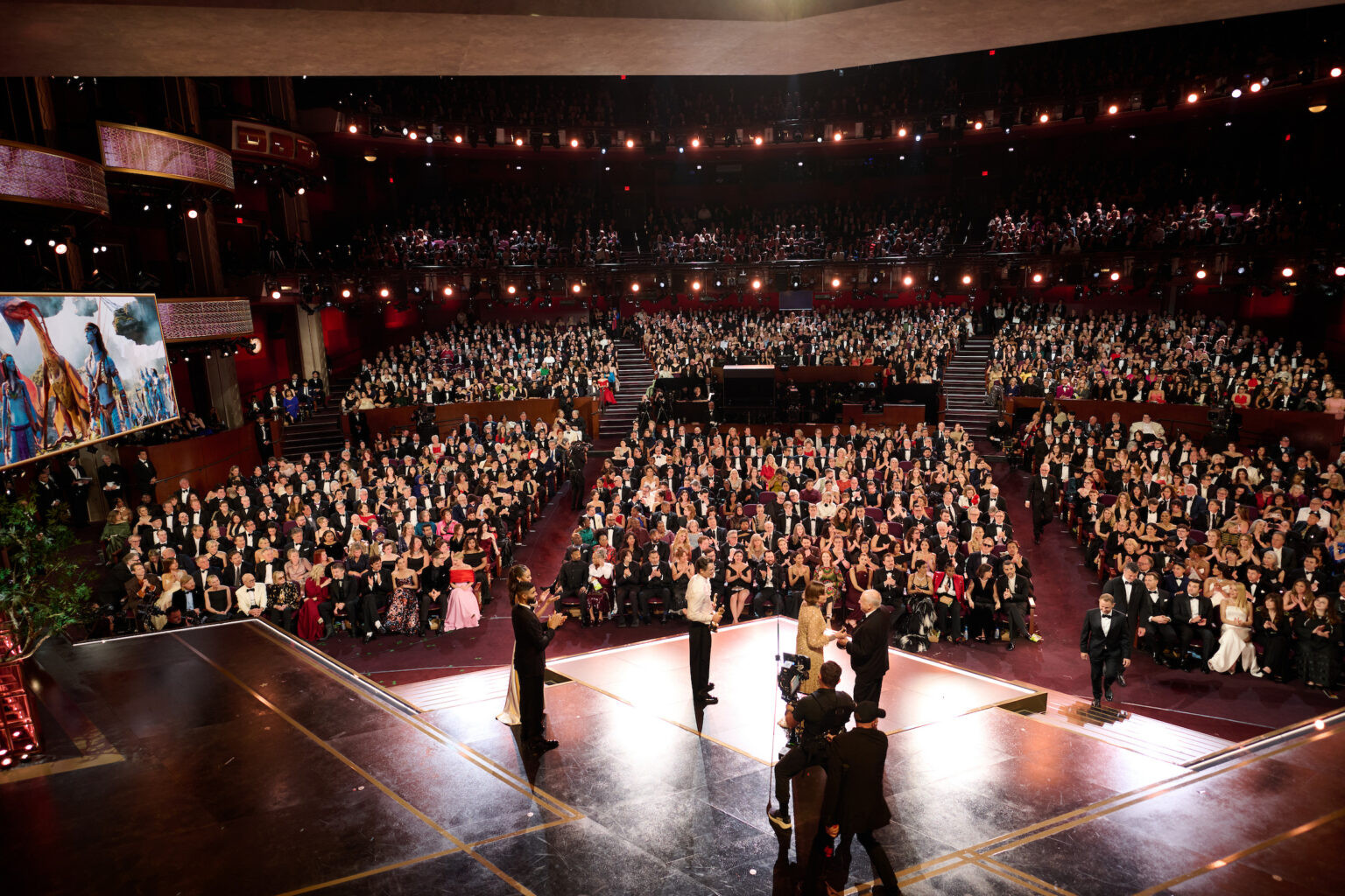 Eric Saindon, Richard Baneham, Joe Letteri, and Daniel Barrett accept the Oscar® for Visual Effects during the 98th Oscars® at the Dolby® Theatre at Ovation Hollywood on Sunday, March 15, 2026.