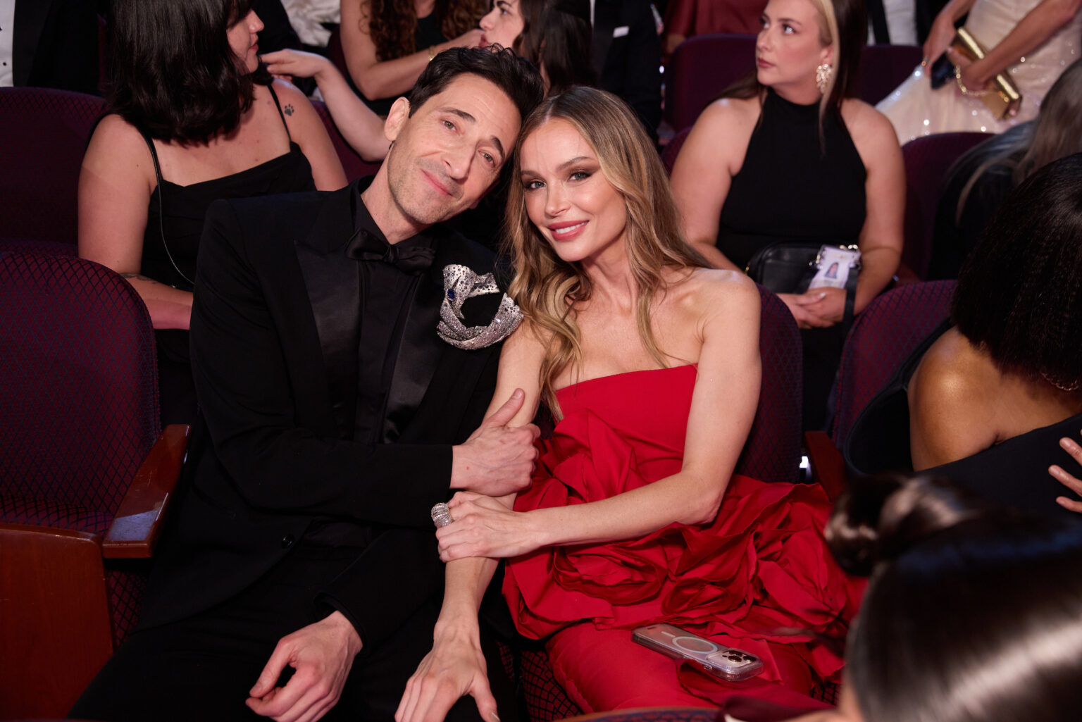 Adrien Brody and Georgina Chapman during the live 98th Oscars® at the Dolby Theatre at Ovation Hollywood in Los Angeles, CA, on Sunday, March 15, 2026.