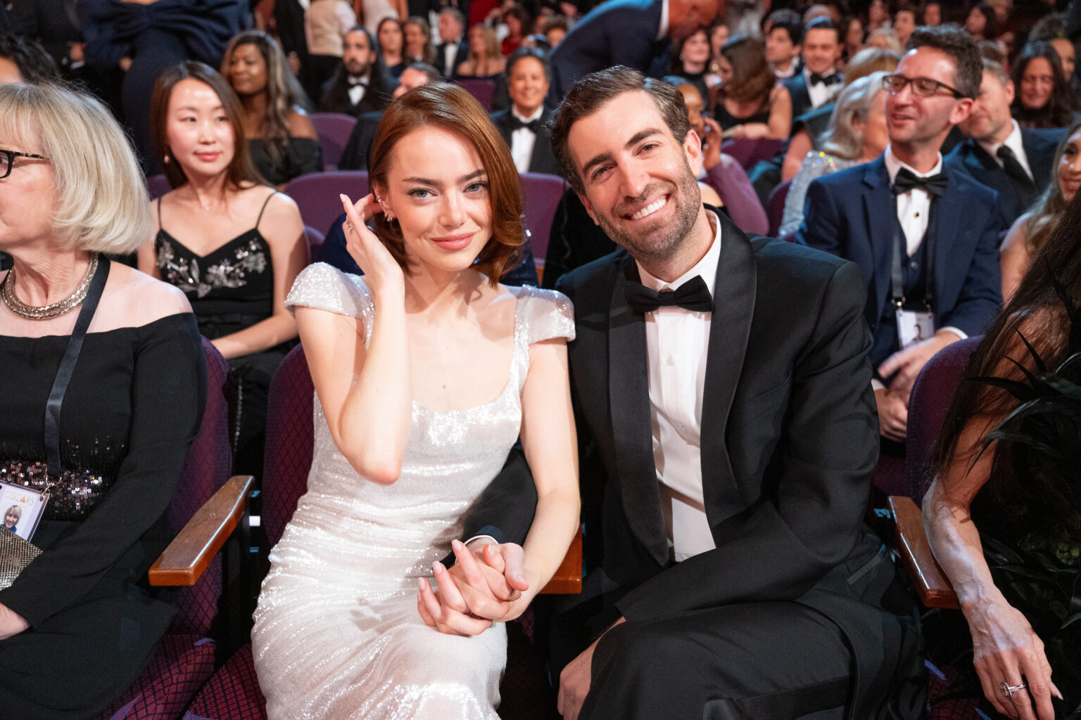 Emma Stone and Dave McCary attend the 98th Oscars® at the Dolby Theatre at Ovation Hollywood in Los Angeles, CA, on Sunday, March 15, 2026.