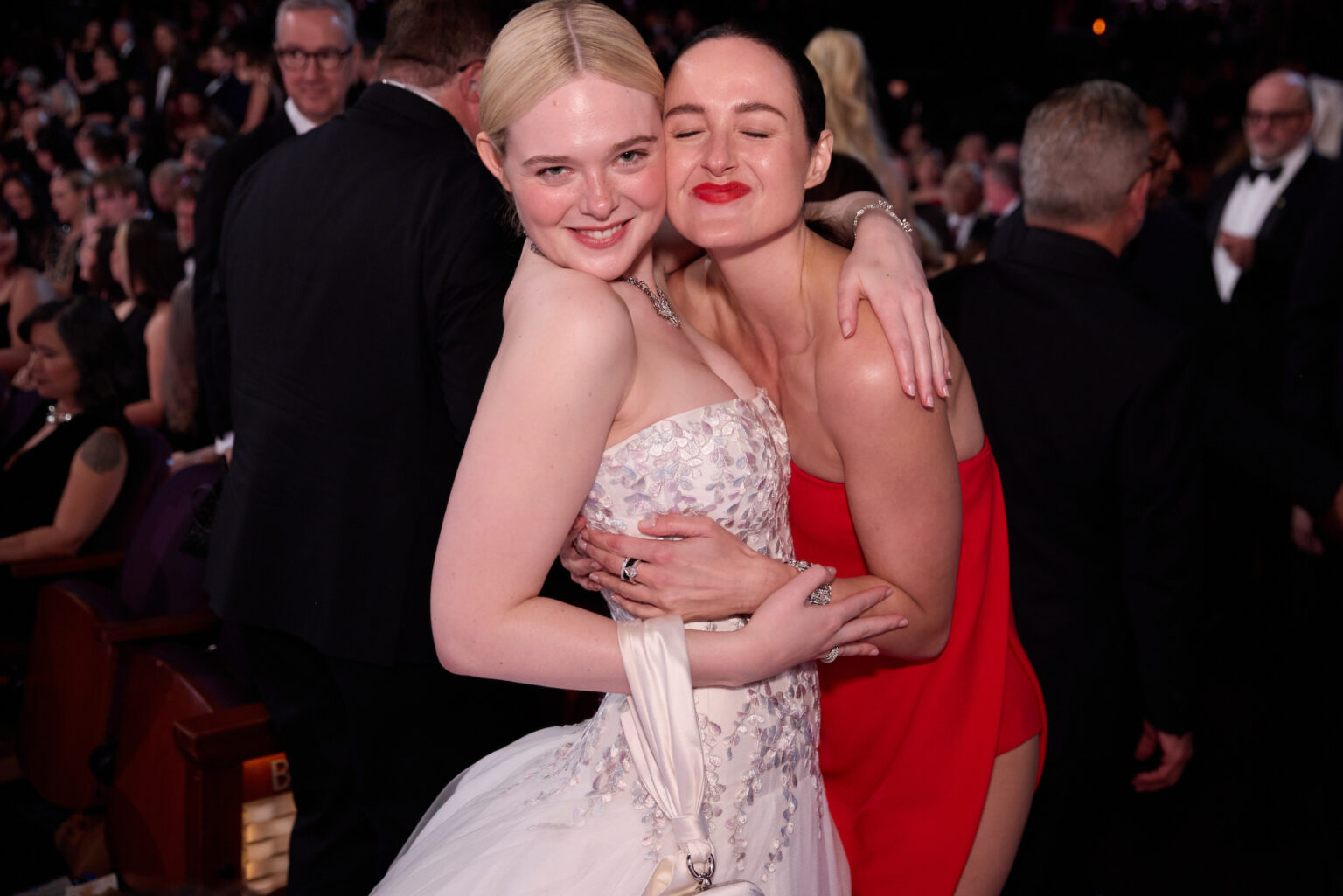 Elle Fanning and Renate Reinsve pose during the live 98th Oscars® at the Dolby Theatre at Ovation Hollywood in Los Angeles, CA, on Sunday, March 15, 2026.