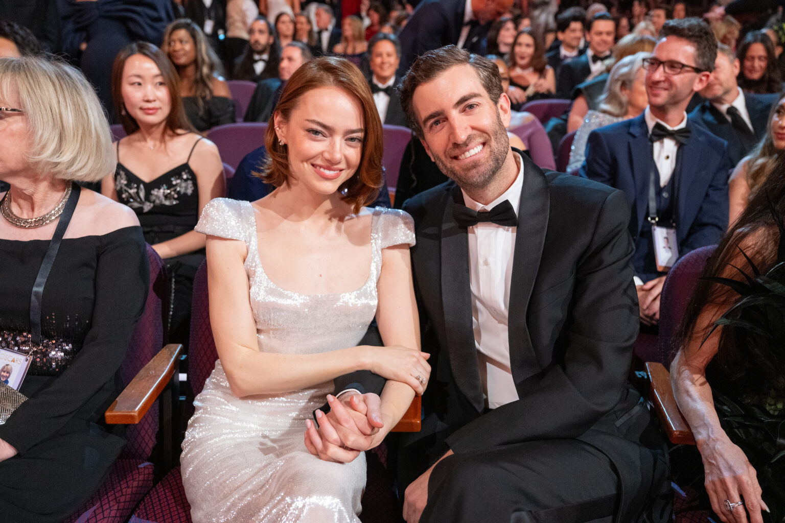 Emma Stone and Dave McCary attend the 98th Oscars® at the Dolby Theatre at Ovation Hollywood in Los Angeles, CA, on Sunday, March 15, 2026.
