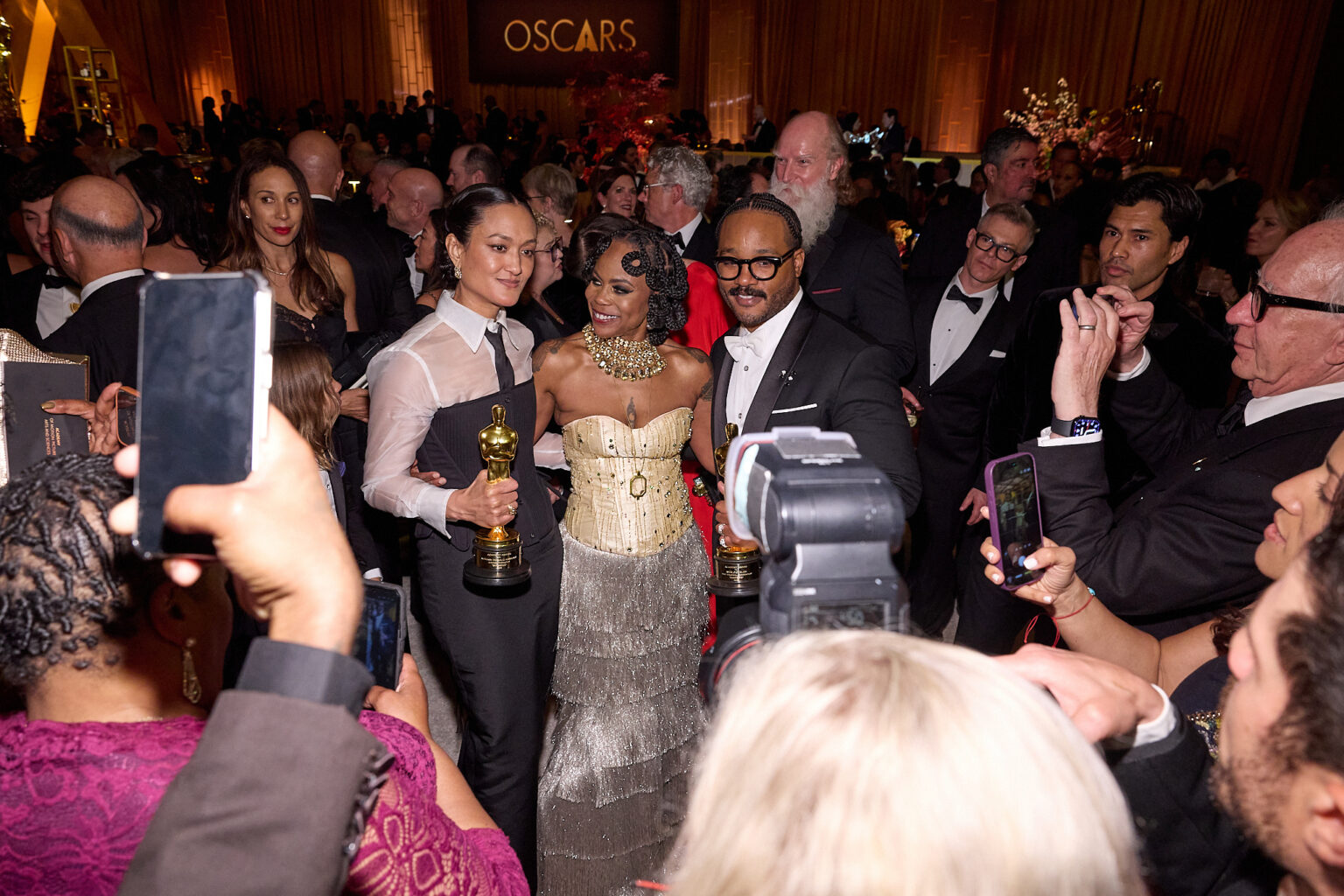 Autumn Durald Arkapaw, Hannah Beachler and Ryan Coogler attend the Governors Ball following the 98th Oscars® at the Dolby® Theatre at Ovation Hollywood in Los Angeles, CA, on Sunday, March 15, 2026.