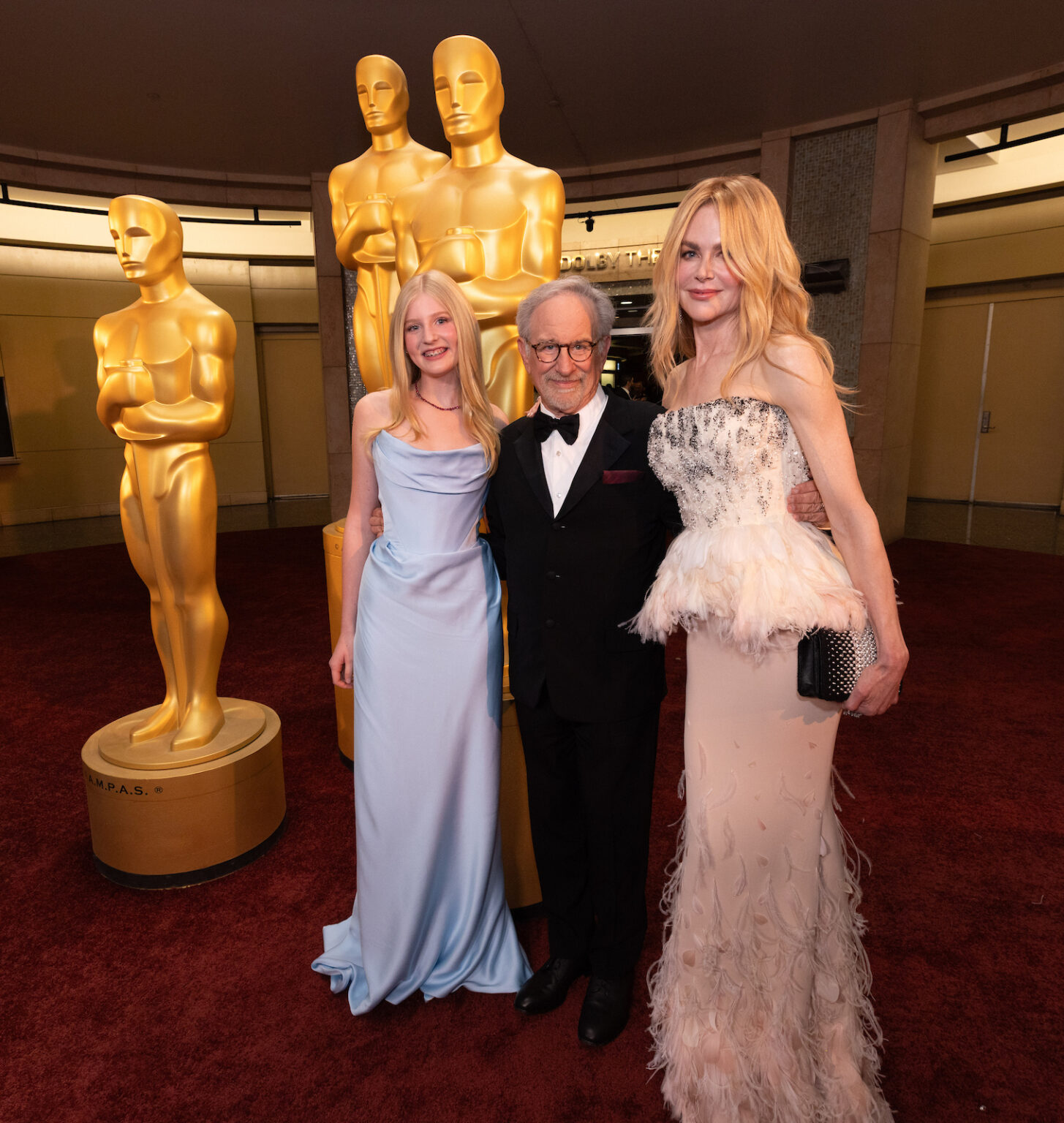 Eve Gavigan, Steven Spielberg and Nicole Kidman arrive on the red carpet of the 98th Oscars® at the Dolby® Theatre at Ovation Hollywood on Sunday, March 15, 2026.