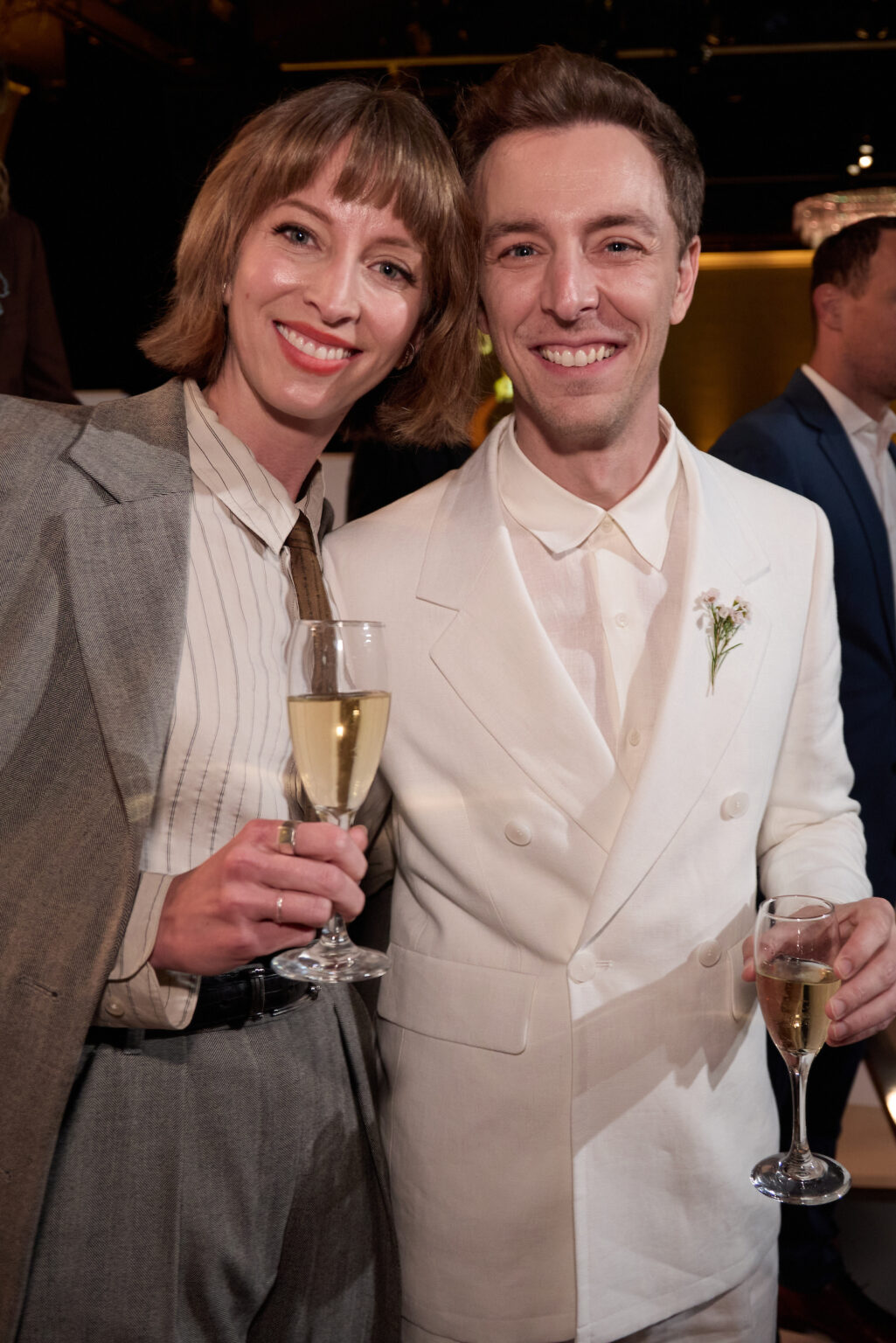 Julia Aks and Steve Pinder at the Oscar Nominee Luncheon held in the International Ballroom at the Beverly Hilton on Tuesday, February 10, 2026.
