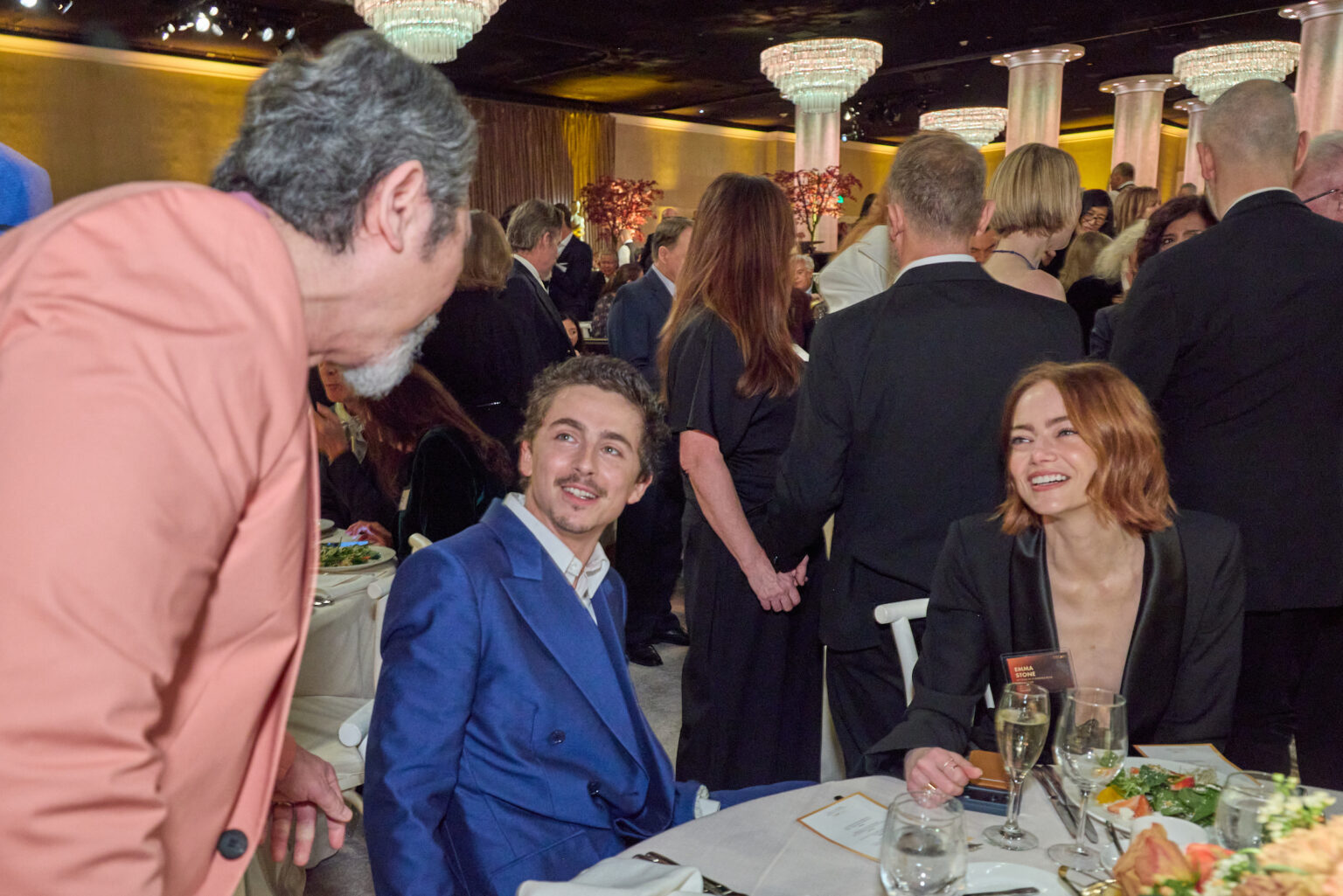 Lou Diamond Phillips, Timothée Chalamet and Emma Stone at the Oscar Nominee Luncheon held in the International Ballroom at the Beverly Hilton on Tuesday, February 10, 2026.