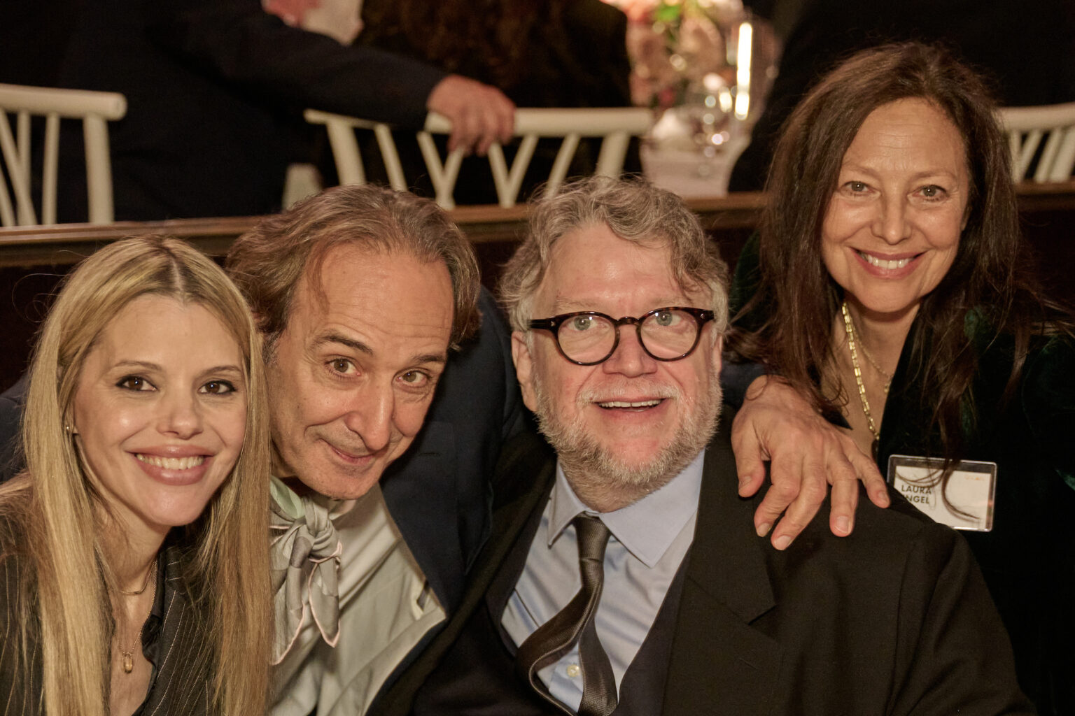 Kim Morgan, Alexander Desplat, Guillermo del Toro and Laura Engel at the Oscar Nominee Luncheon held in the International Ballroom at the Beverly Hilton on Tuesday, February 10, 2026.