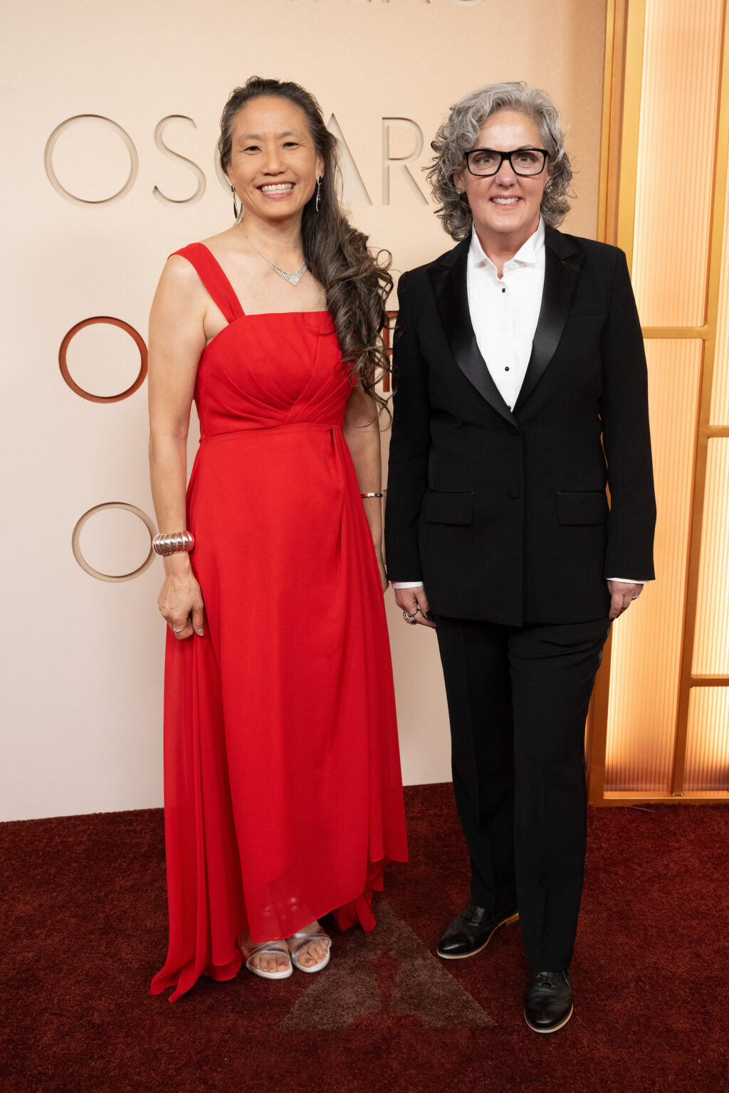 Annie Chang (L) arrives on the red carpet of the 98th Oscars® at the Dolby® Theatre at Ovation Hollywood on Sunday, March 15, 2026.