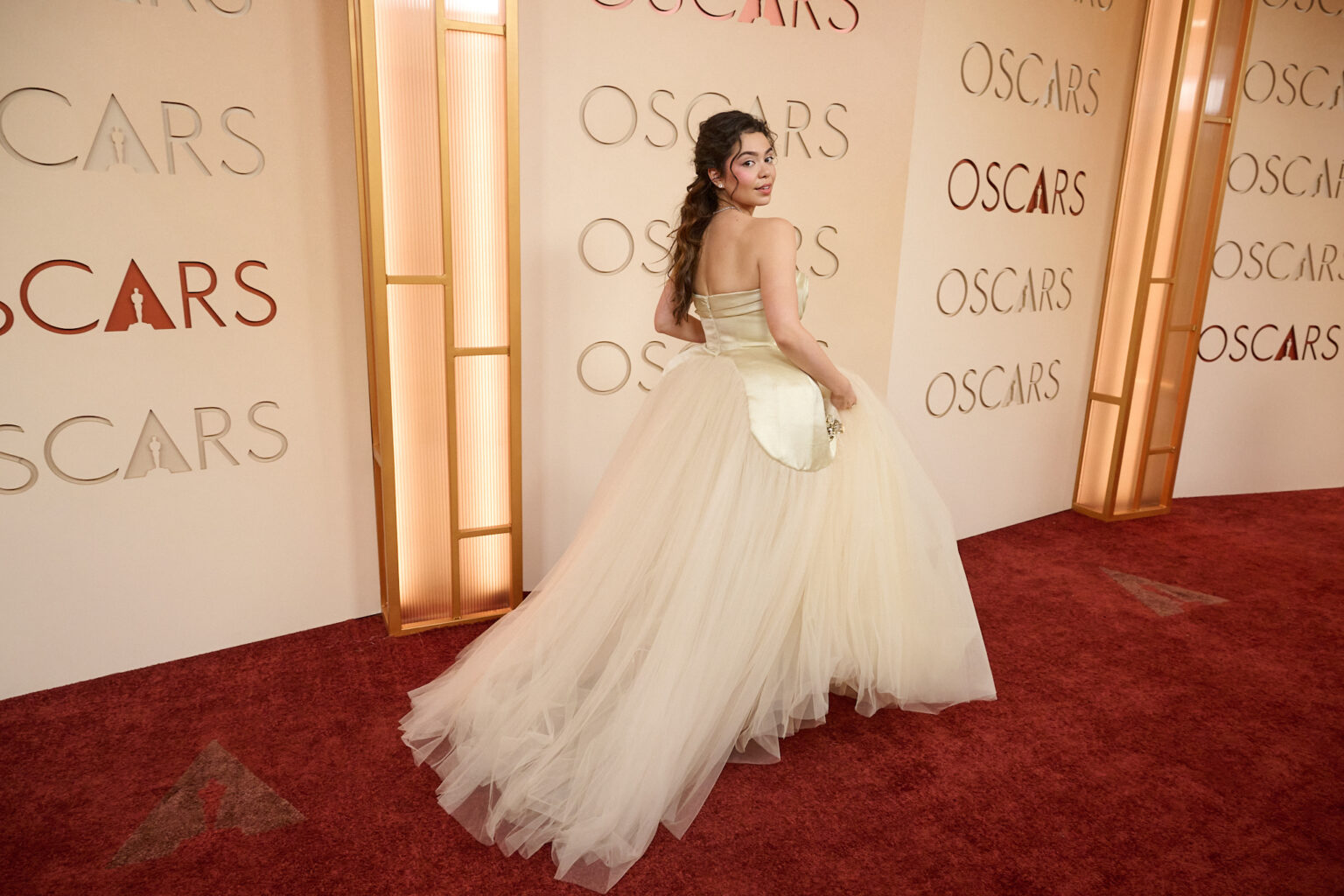 Auli'i Cravalho arrives on the red carpet of the 98th Oscars® at the Dolby® Theatre at Ovation Hollywood on Sunday, March 15, 2026.