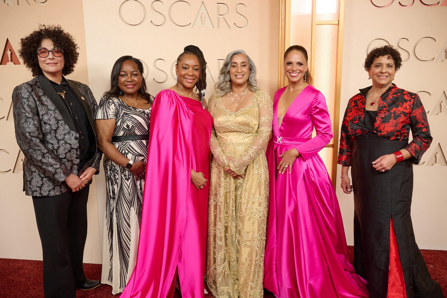 Amber Fares, Christalyn Hampton, Geeta Gandbhir, Soledad O'Brien, Rose Arce, and guest arrive on the red carpet of the 98th Oscars® at the Dolby® Theatre at Ovation Hollywood on Sunday, March 15, 2026.