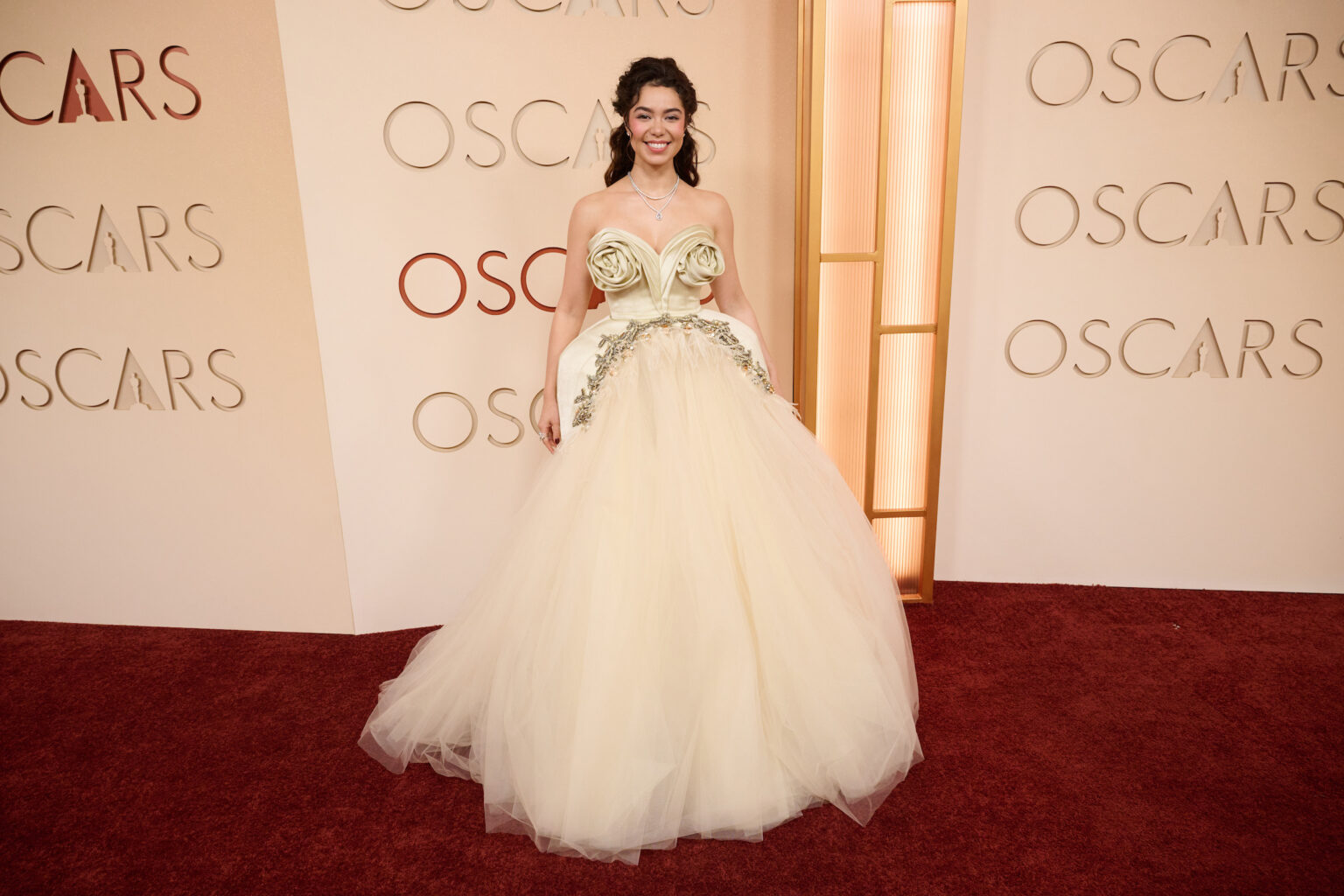 Auli'i Cravalho arrives on the red carpet of the 98th Oscars® at the Dolby® Theatre at Ovation Hollywood on Sunday, March 15, 2026.