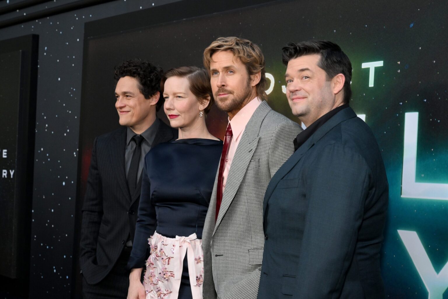 NEW YORK, NEW YORK - MARCH 18: (L-R) Phil Lord, Sandra Hüller, Ryan Gosling and Chris Miller attend the "Project Hail Mary" New York Premiere at Josie Robertson Plaza at Lincoln Center on March 18, 2026 in New York City. (Photo by Slaven Vlasic/Getty Images for Amazon MGM Studios)