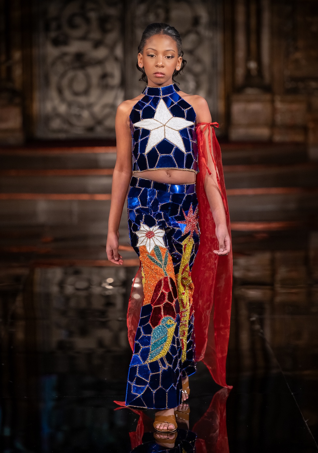 NEW YORK, NEW YORK - FEBRUARY 13: A model walks the runway at the Archie Brown show during New York Fashion Week Powered By Art Hearts Fashion at The Angel Orensanz Foundation on February 13, 2026 in New York City.  (Photo by Mark Gunter/Getty Images for Art Hearts Fashion)