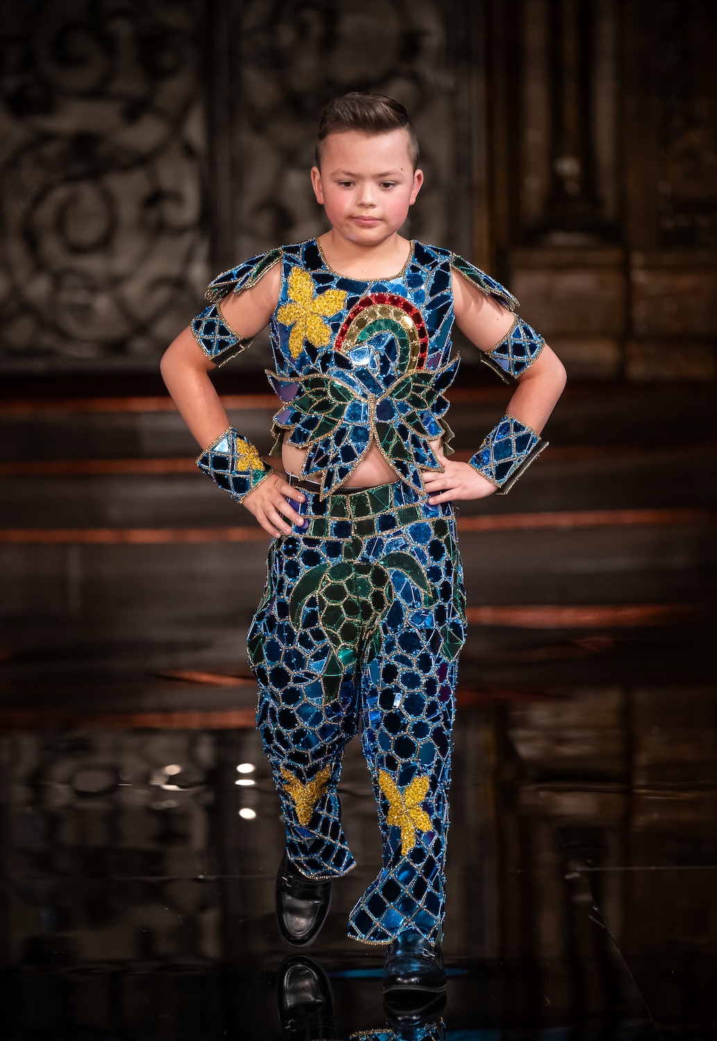 NEW YORK, NEW YORK - FEBRUARY 13: A model walks the runway at the Archie Brown show during New York Fashion Week Powered By Art Hearts Fashion at The Angel Orensanz Foundation on February 13, 2026 in New York City.  (Photo by Mark Gunter/Getty Images for Art Hearts Fashion)