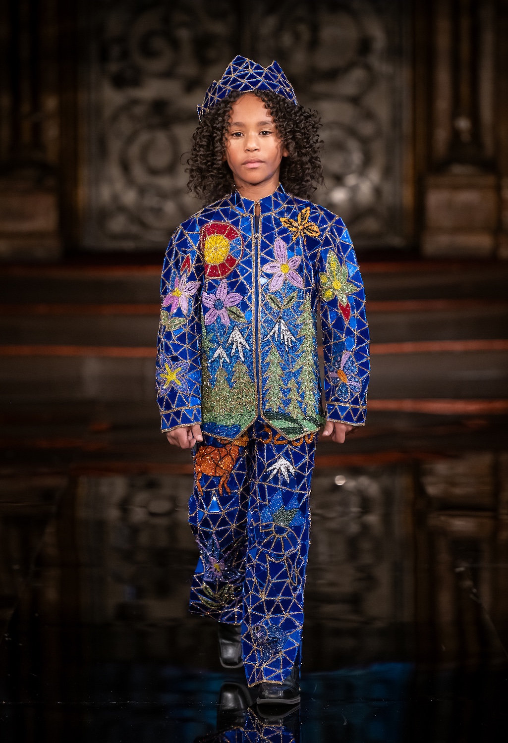 NEW YORK, NEW YORK - FEBRUARY 13: A model walks the runway at the Archie Brown show during New York Fashion Week Powered By Art Hearts Fashion at The Angel Orensanz Foundation on February 13, 2026 in New York City.  (Photo by Mark Gunter/Getty Images for Art Hearts Fashion)