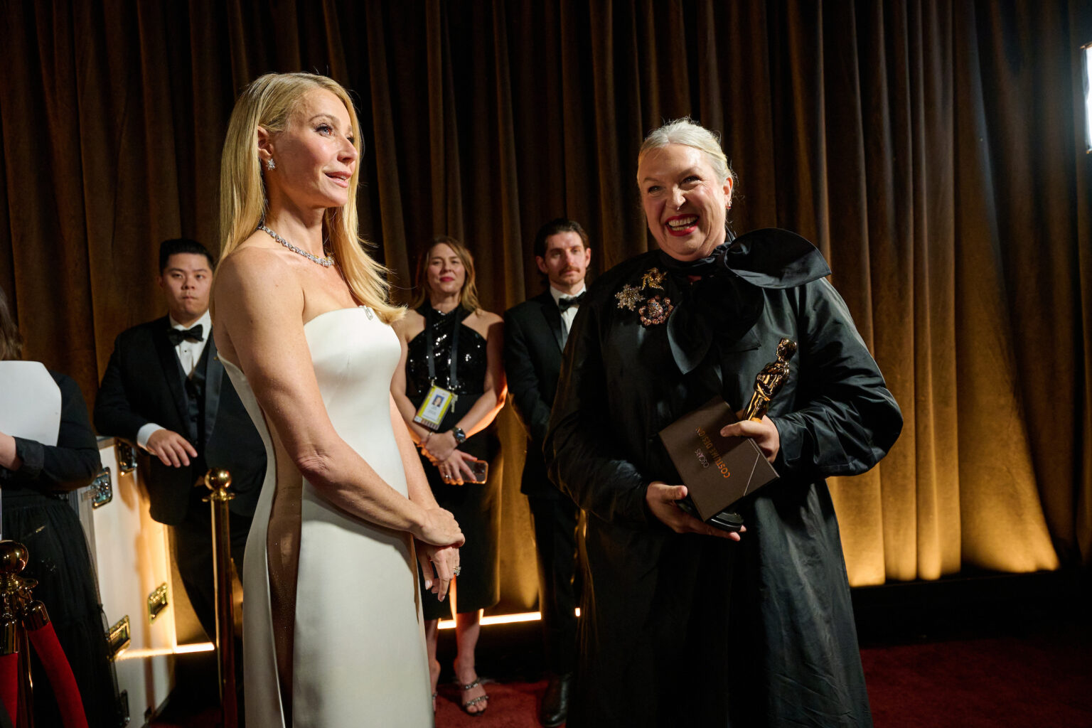 Kate Hawley poses backstage with the Oscar® for Costume Design during the 98th Oscars® at Dolby® Theatre at Ovation Hollywood on Sunday, March 15, 2026.