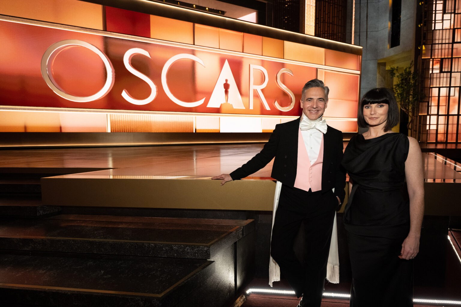 Raj Kapoor and Katy Mullan backstage during the live 98th Oscars® at the Dolby Theatre at Ovation Hollywood in Los Angeles, CA, on Sunday, March 15, 2026.