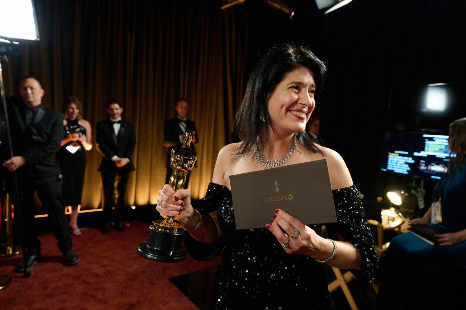 Cassandra Kulukundis poses backstage with the Oscar® for Casting during the 98th Oscars® at Dolby® Theatre at Ovation Hollywood on Sunday, March 15, 2026.