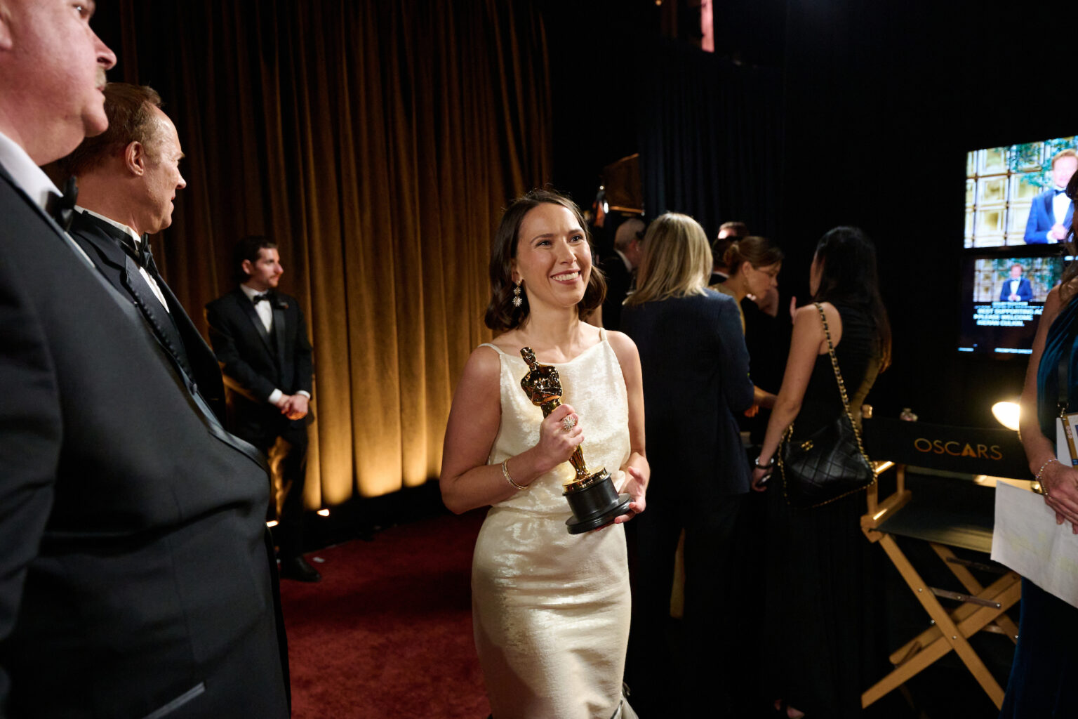 Natalie Musteata pose backstage with the Oscar® for Live Action Short Film during the 98th Oscars® at Dolby® Theatre at Ovation Hollywood on Sunday, March 15, 2026.