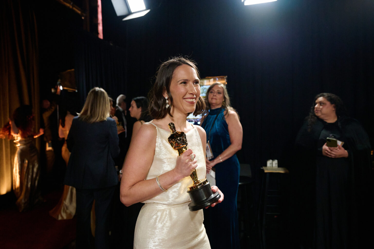 Natalie Musteata pose backstage with the Oscar® for Live Action Short Film during the 98th Oscars® at Dolby® Theatre at Ovation Hollywood on Sunday, March 15, 2026.
