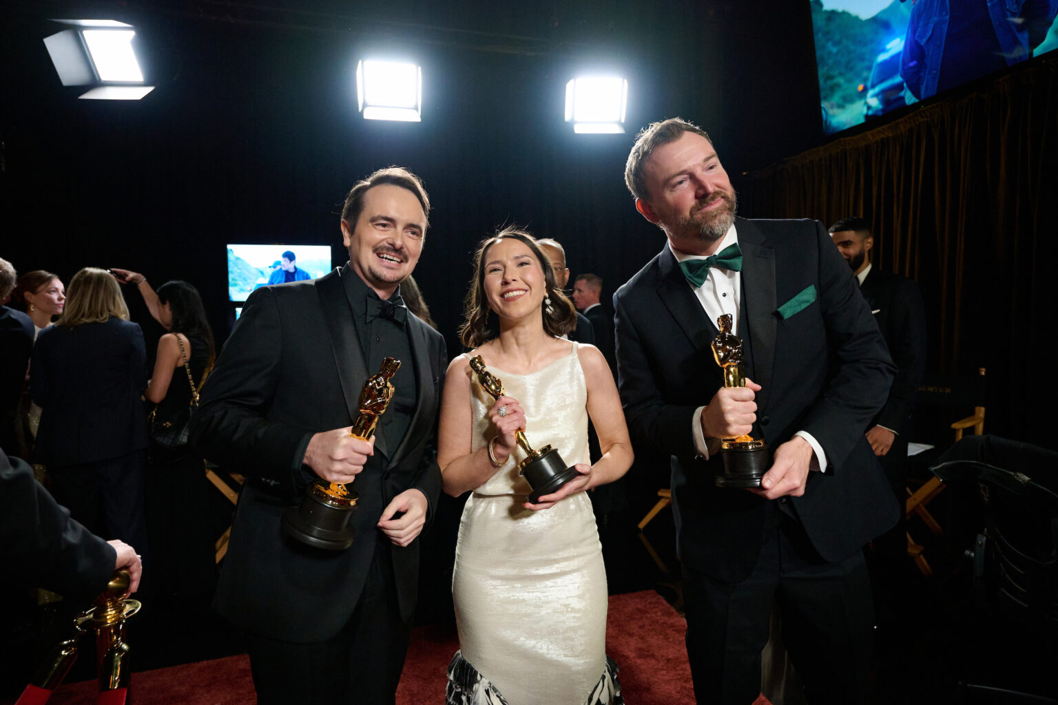 Natalie Musteata pose backstage with the Oscar® for Live Action Short Film during the 98th Oscars® at Dolby® Theatre at Ovation Hollywood on Sunday, March 15, 2026.