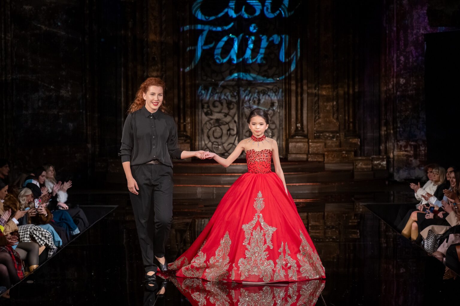 NEW YORK, NEW YORK - FEBRUARY 13: Designer Iryna Elsa and model walk the runway at the Elsa Fairy show during New York Fashion Week Powered By Art Hearts Fashion at The Angel Orensanz Foundation on February 13, 2026 in New York City. (Photo by Mark Gunter/Getty Images for Art Hearts Fashion)