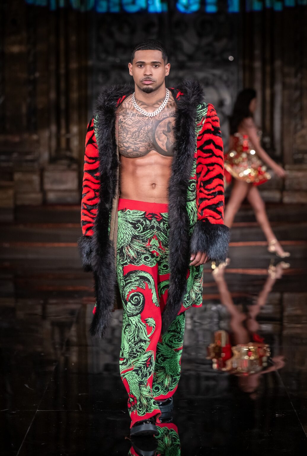 NEW YORK, NEW YORK - FEBRUARY 13: A model walks the runway at the George Styler show during New York Fashion Week Powered By Art Hearts Fashion at The Angel Orensanz Foundation on February 13, 2026 in New York City. (Photo by Mark Gunter/Getty Images for Art Hearts Fashion)