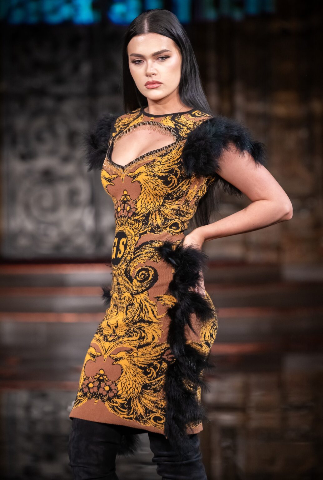 NEW YORK, NEW YORK - FEBRUARY 13: A model walks the runway at the George Styler show during New York Fashion Week Powered By Art Hearts Fashion at The Angel Orensanz Foundation on February 13, 2026 in New York City. (Photo by Mark Gunter/Getty Images for Art Hearts Fashion)