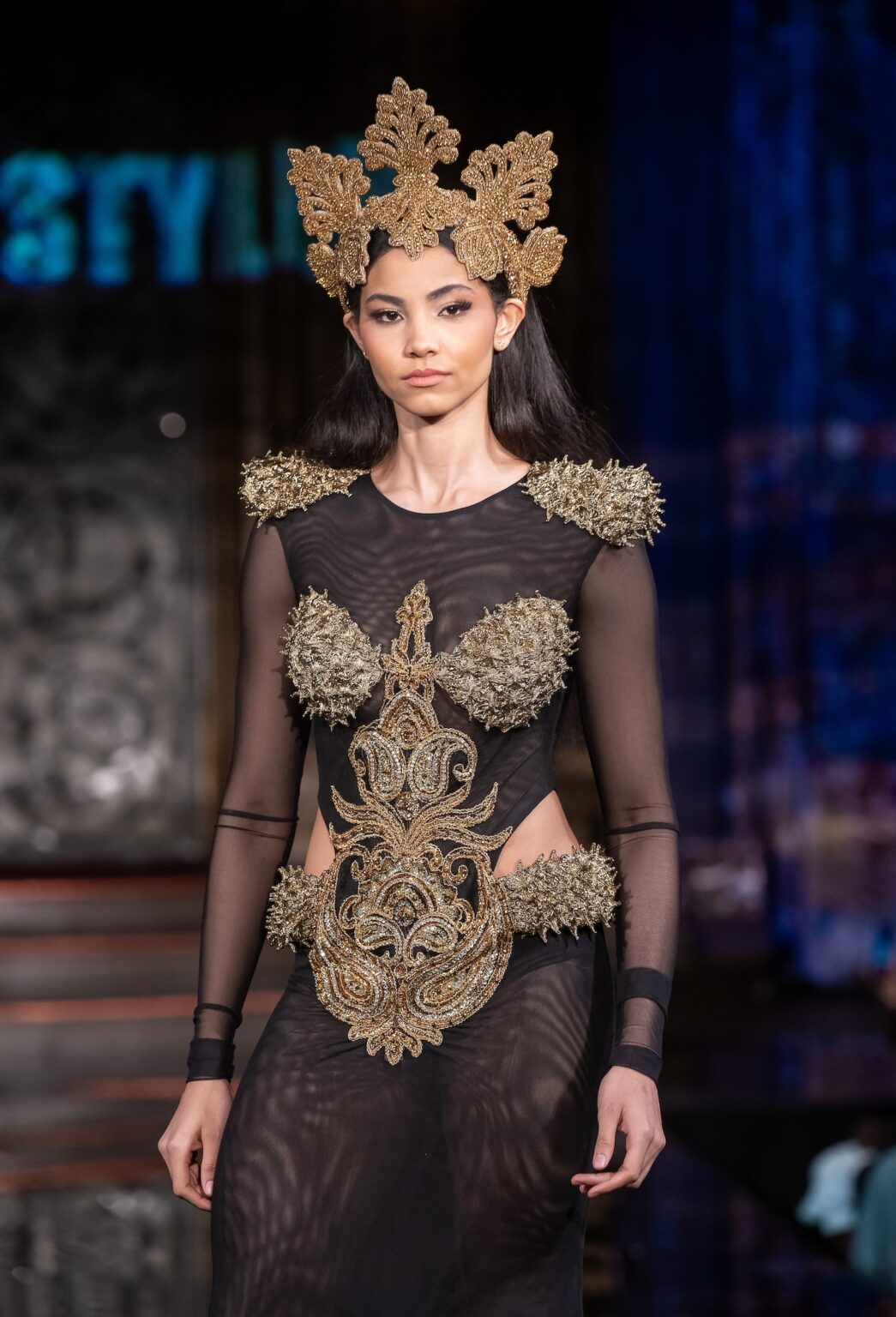 NEW YORK, NEW YORK - FEBRUARY 13: A model walks the runway at the George Styler show during New York Fashion Week Powered By Art Hearts Fashion at The Angel Orensanz Foundation on February 13, 2026 in New York City. (Photo by Mark Gunter/Getty Images for Art Hearts Fashion)