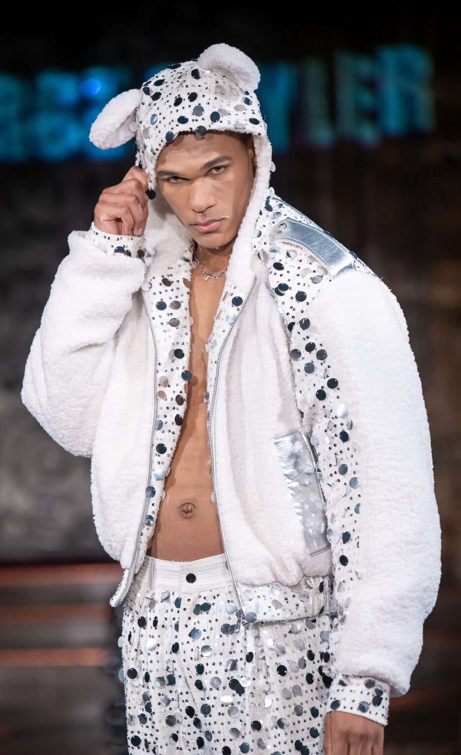 NEW YORK, NEW YORK - FEBRUARY 13: A model walks the runway at the George Styler show during New York Fashion Week Powered By Art Hearts Fashion at The Angel Orensanz Foundation on February 13, 2026 in New York City. (Photo by Mark Gunter/Getty Images for Art Hearts Fashion)