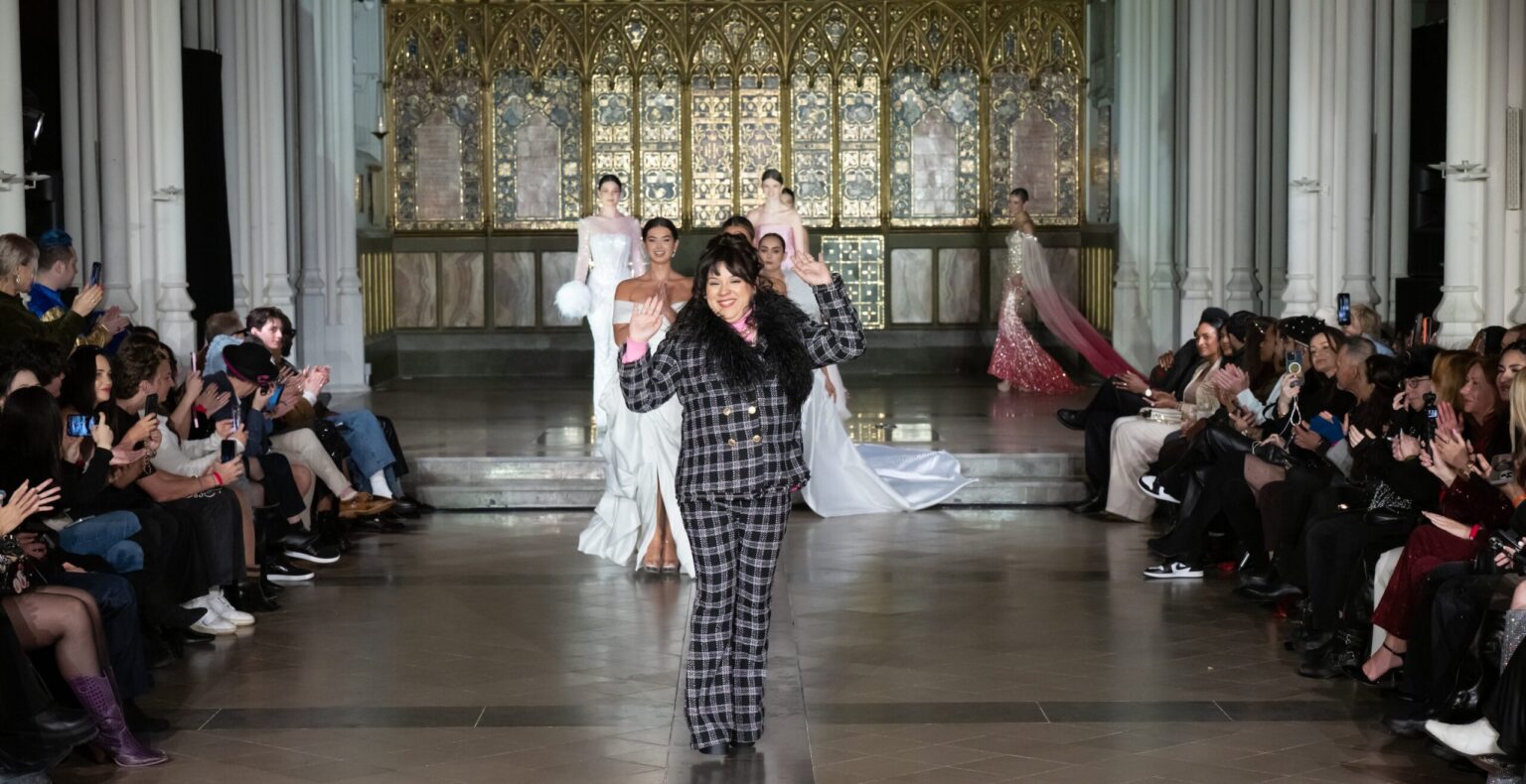 LONDON, ENGLAND - FEBRUARY 20: (C) Designer Johana Hernandez of Glaudi and Models walk the runway at the Glaudi Show during London Fashion Week Powered By Art Hearts Fashion  February 20, 2026 at St. John's Hyde Park on February 20, 2026 in London, England. (Photo by Mark Gunter/Getty Images for Art Hearts Fashion)